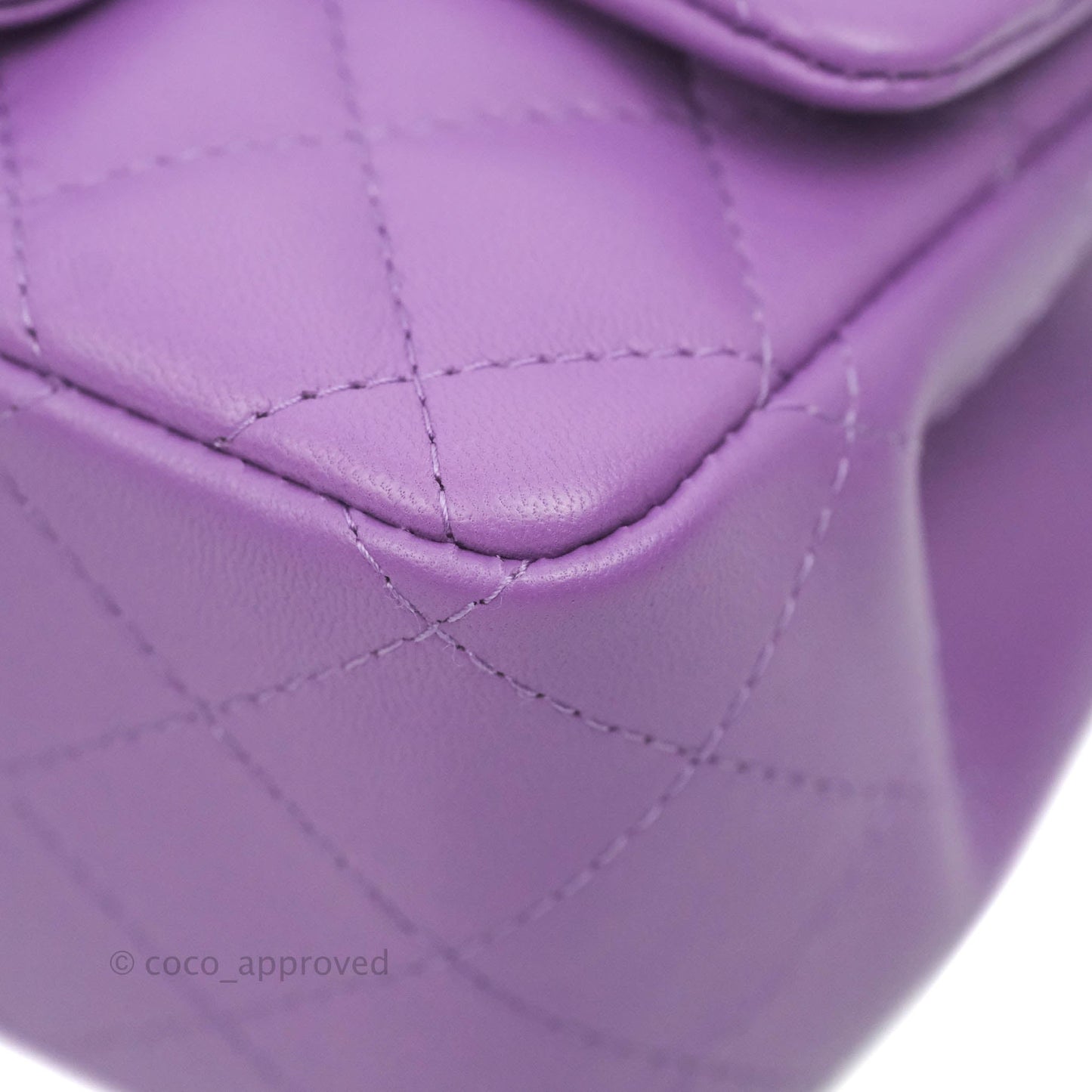 Chanel Mini Square Purple Lambskin Gold Hardware 22P