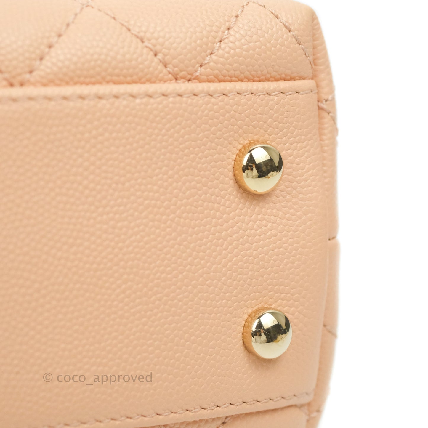 Chanel Small Coco Handle Quilted Peach Clair Caviar Gold Hardware