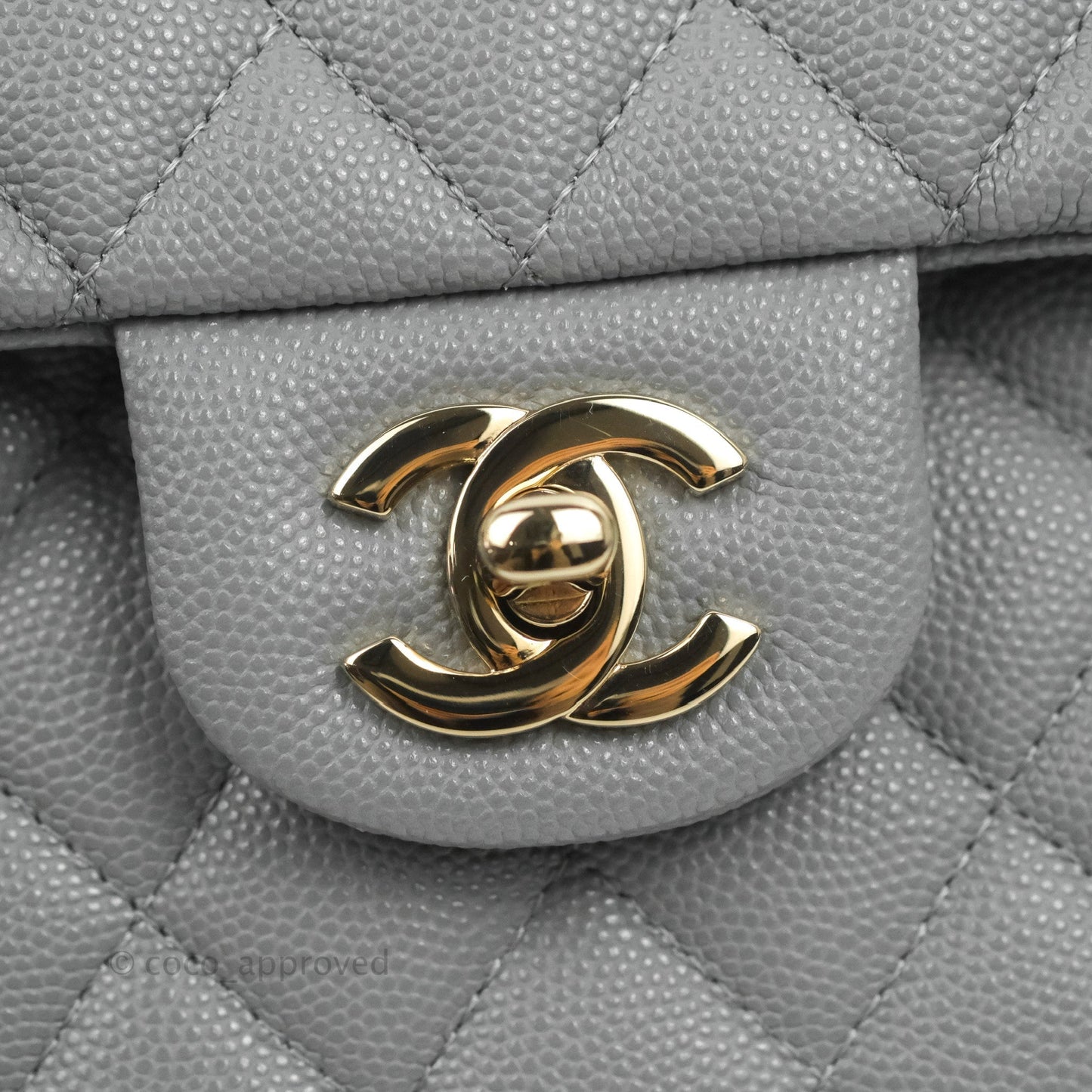 Chanel Small Classic Quilted Flap Grey Caviar Gold Hardware 20C