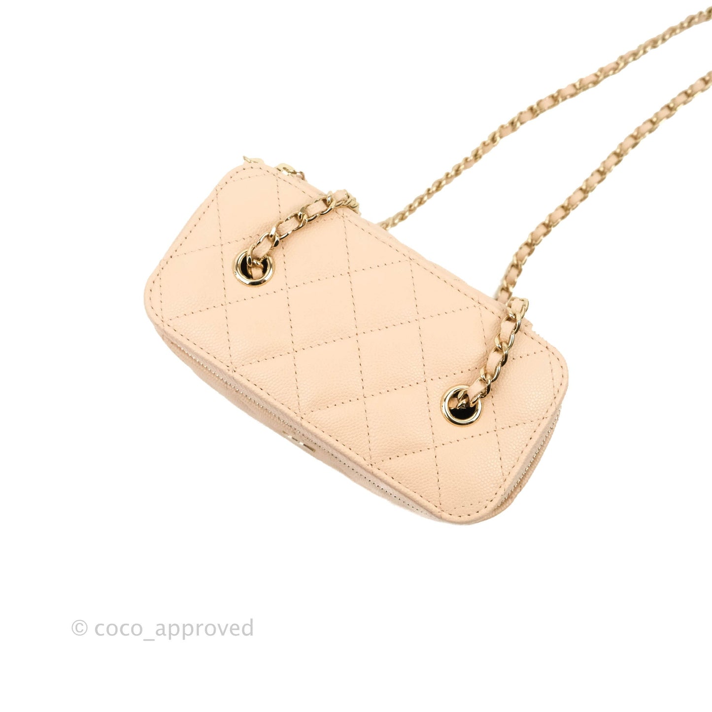 Chanel Vanity with Classic Chain Light Beige Caviar Gold Hardware 22C