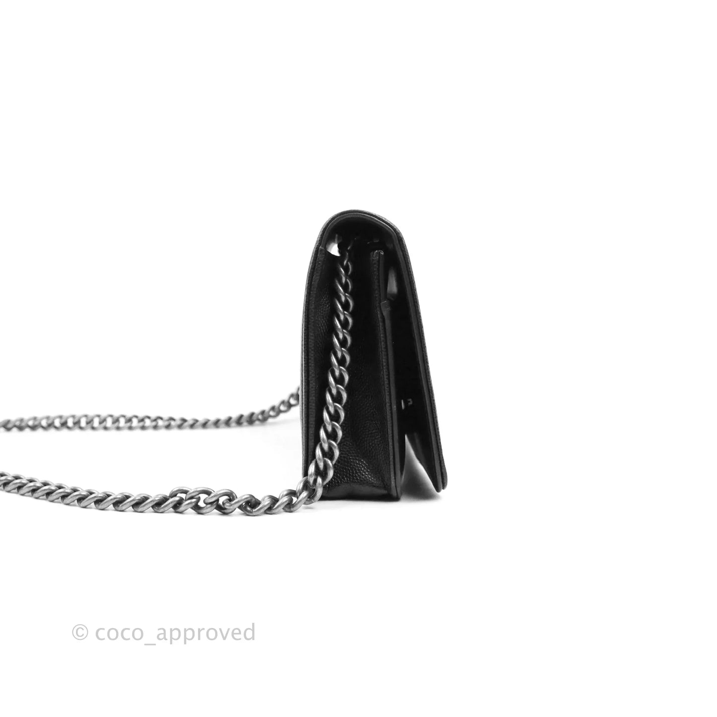 Chanel Quilted Boy Wallet on Chain WOC Black Caviar Ruthenium Hardware