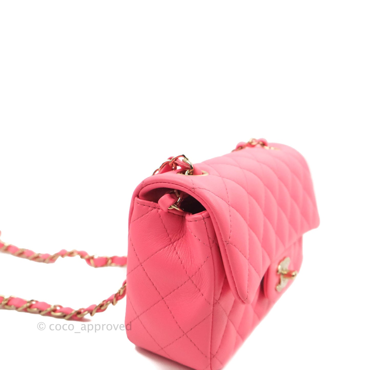 Chanel Quilted Mini Rectangular Flap Pink Lambskin Gold Hardware
