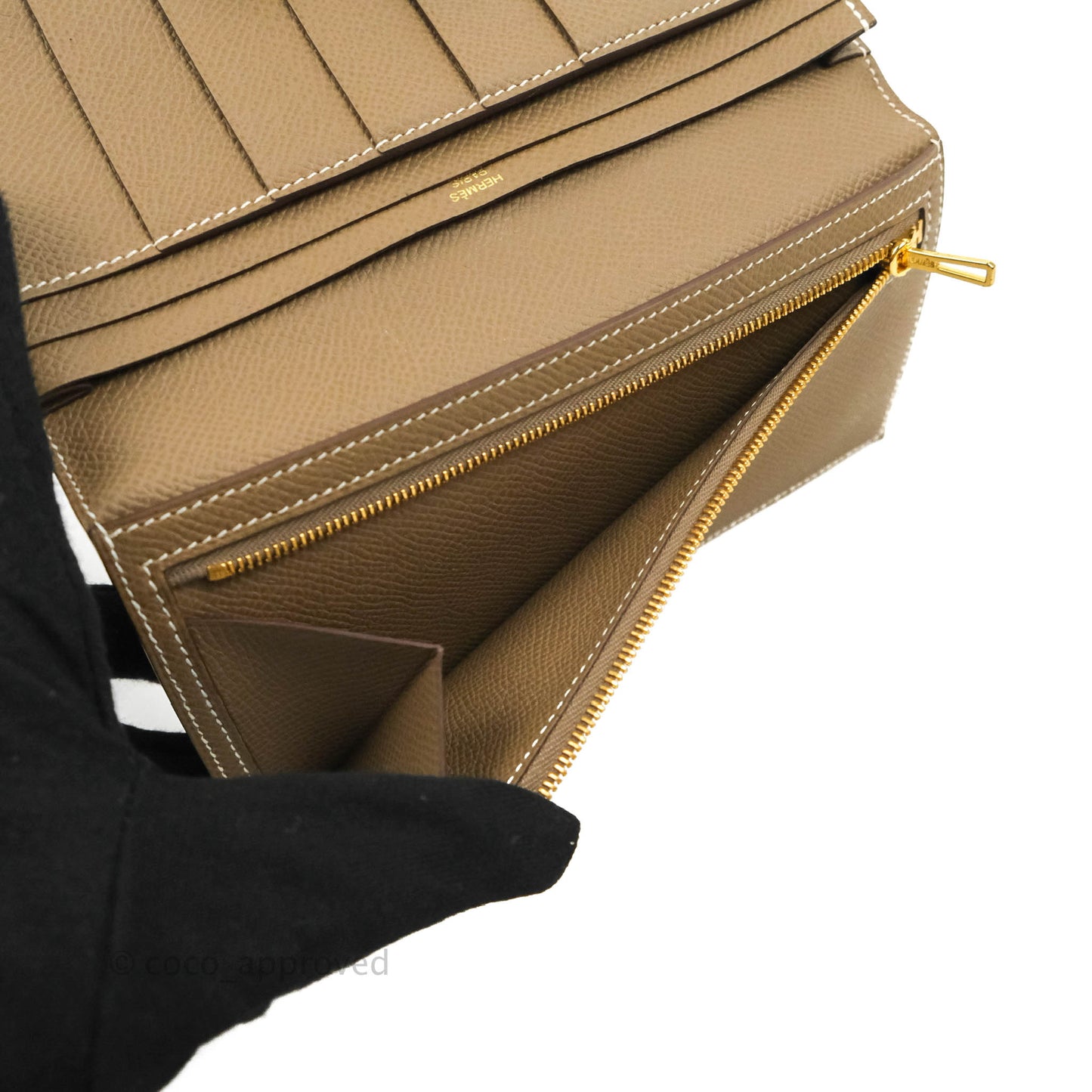 Hermès Bearn Wallet Etoupe Epsom Gold Hardware