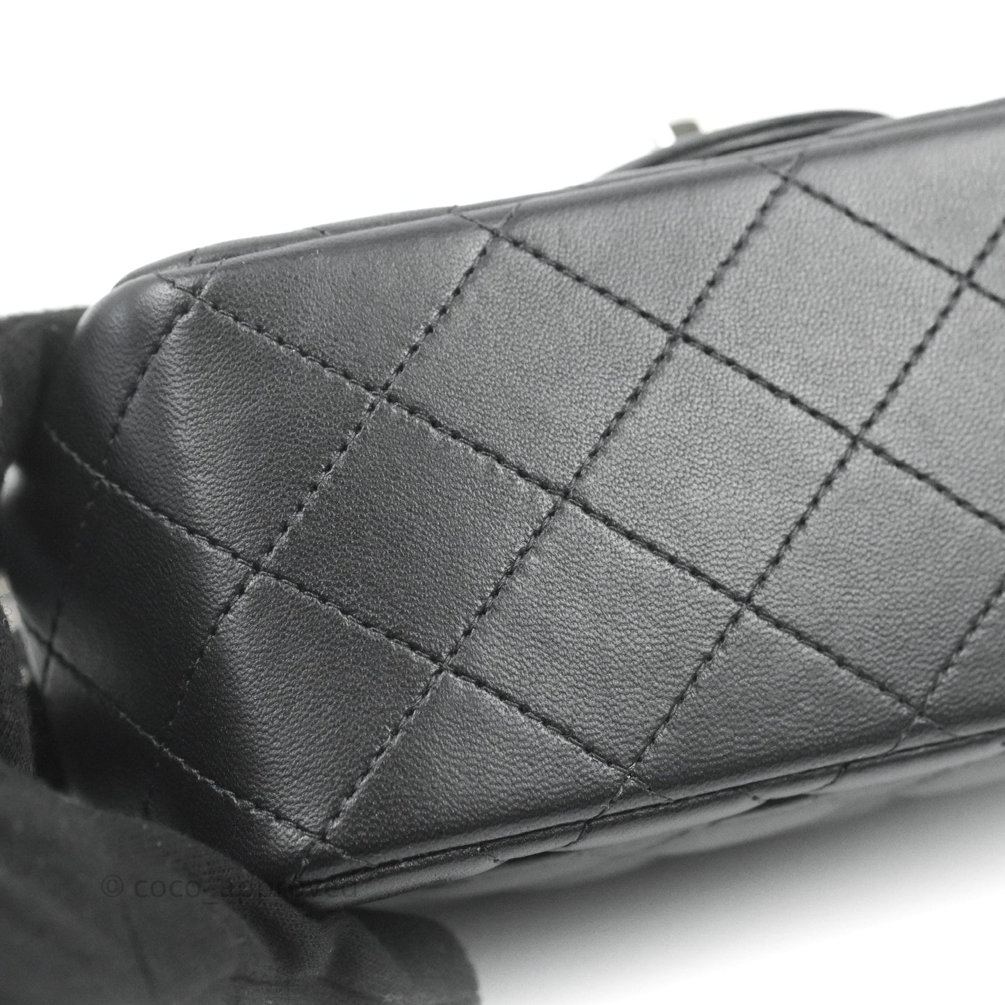 Chanel Mini Square Black Lambskin Silver Hardware