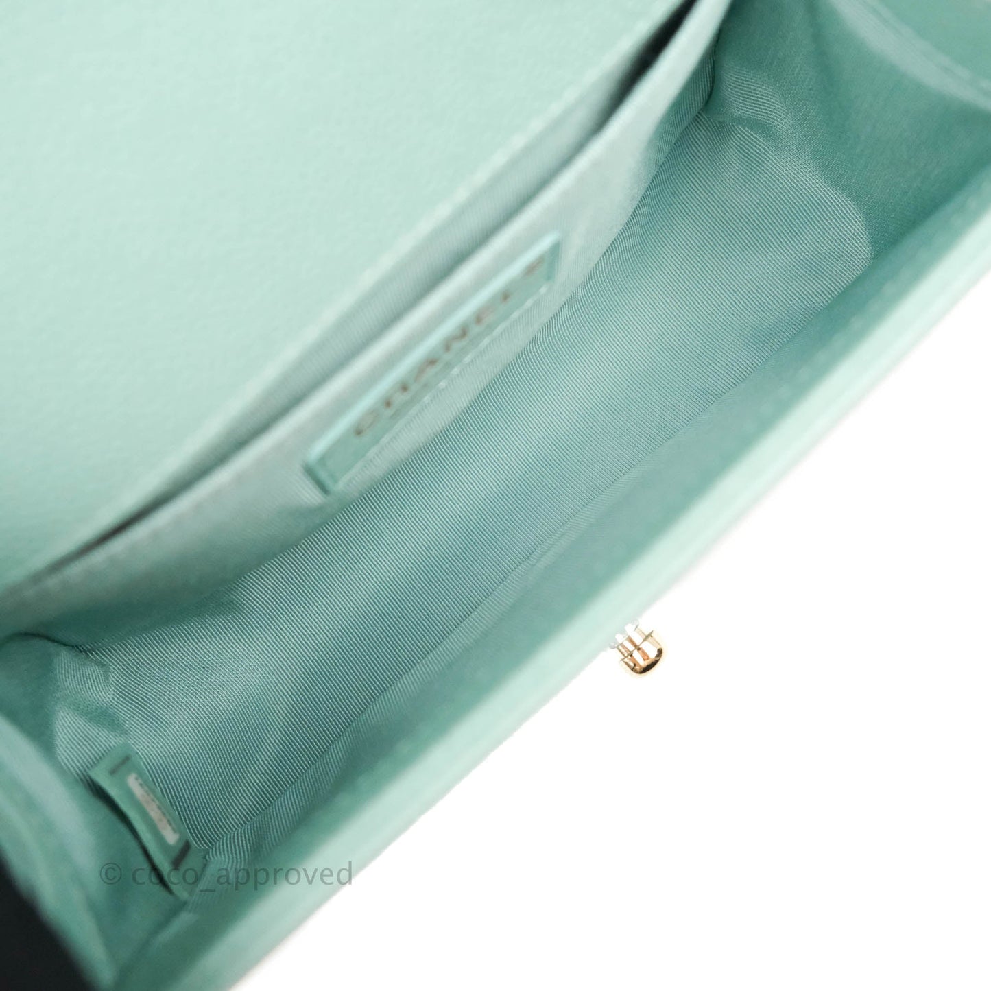 Chanel Quilted Small Boy Light Tiffany Blue Caviar Gold Hardware
