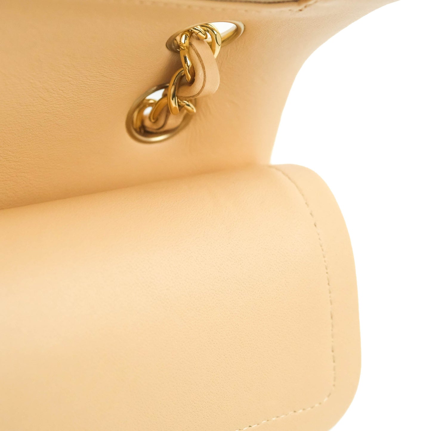 Chanel Classic Small S/M Quilted Flap Beige Lambskin Gold Hardware
