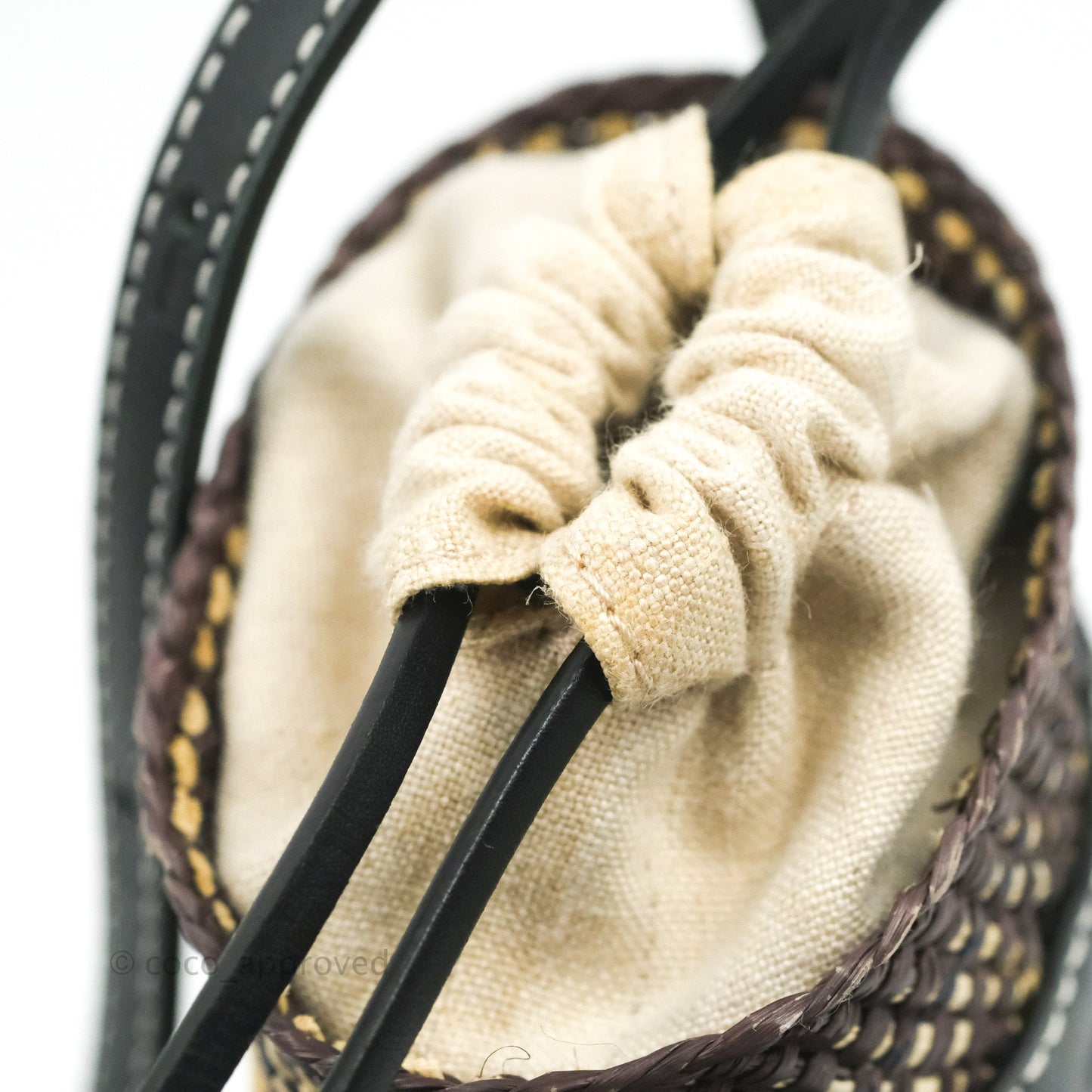 Loewe Cylinder Pocket In Raffia and Calfskin