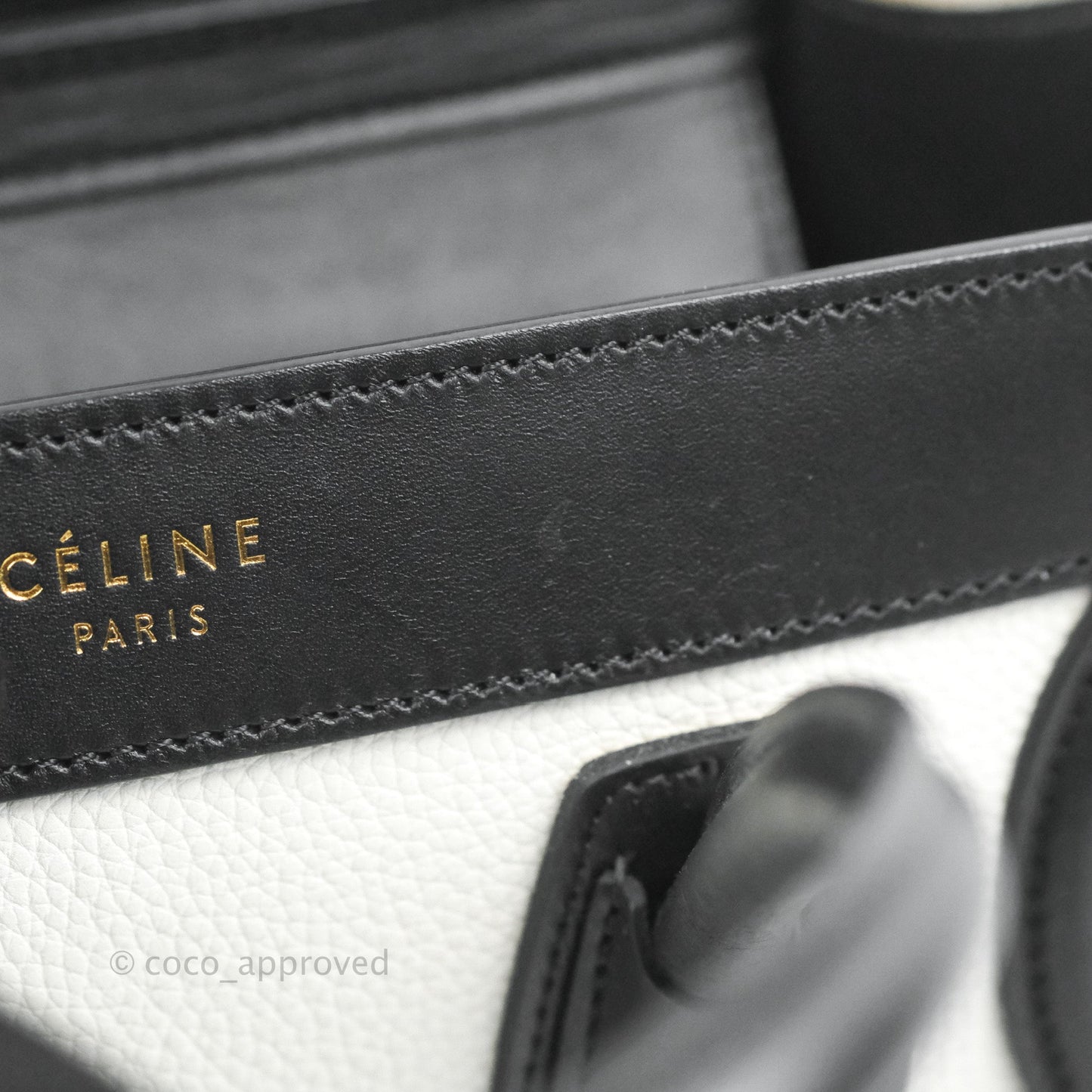 Celine Nano Luggage Bag Tricolour Dune/White/Black Grained Calfskin
