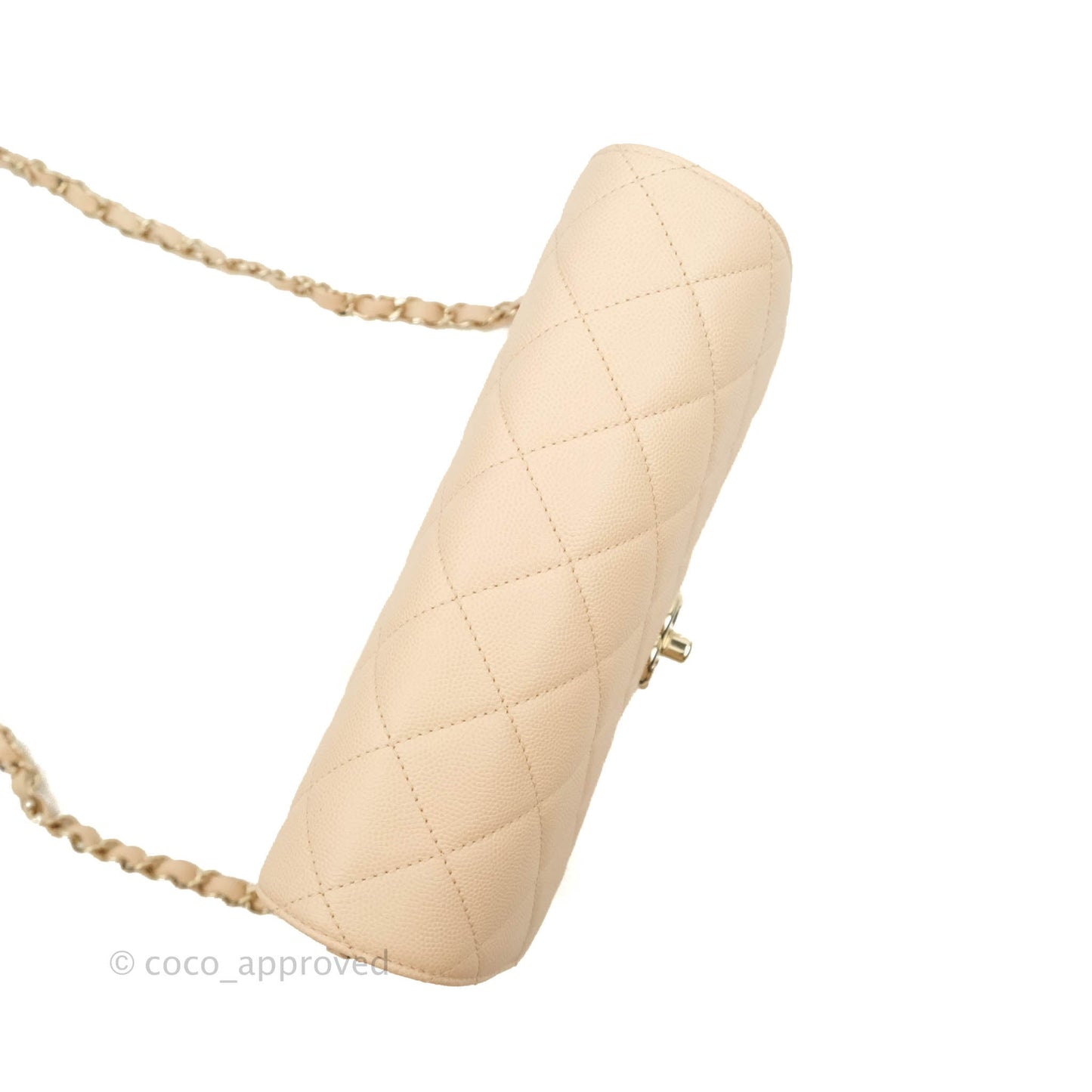 Chanel Quilted Like The Wallet Medium Flap Light Beige Caviar Gold Hardware 22C