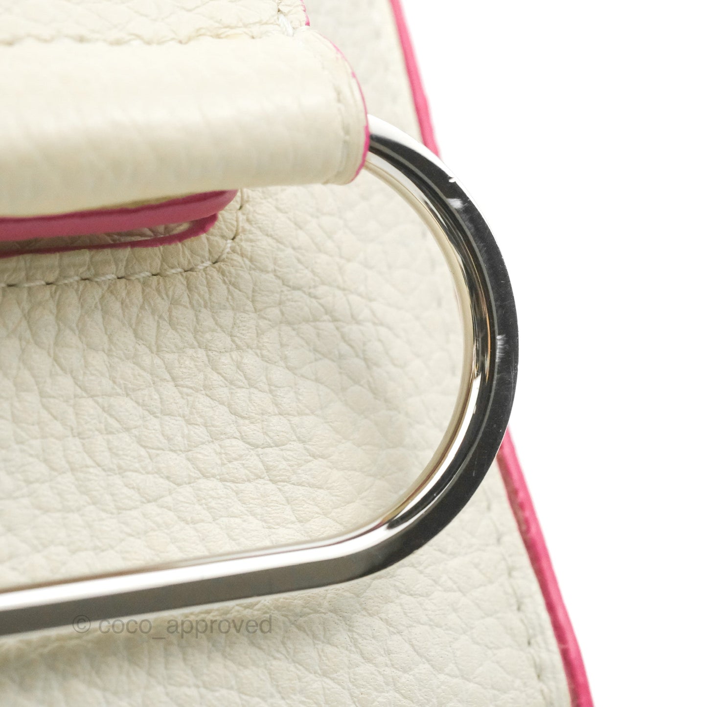 Delvaux Cool Box Mini Taurillon Soft Grained Calfskin White/Fuchsia