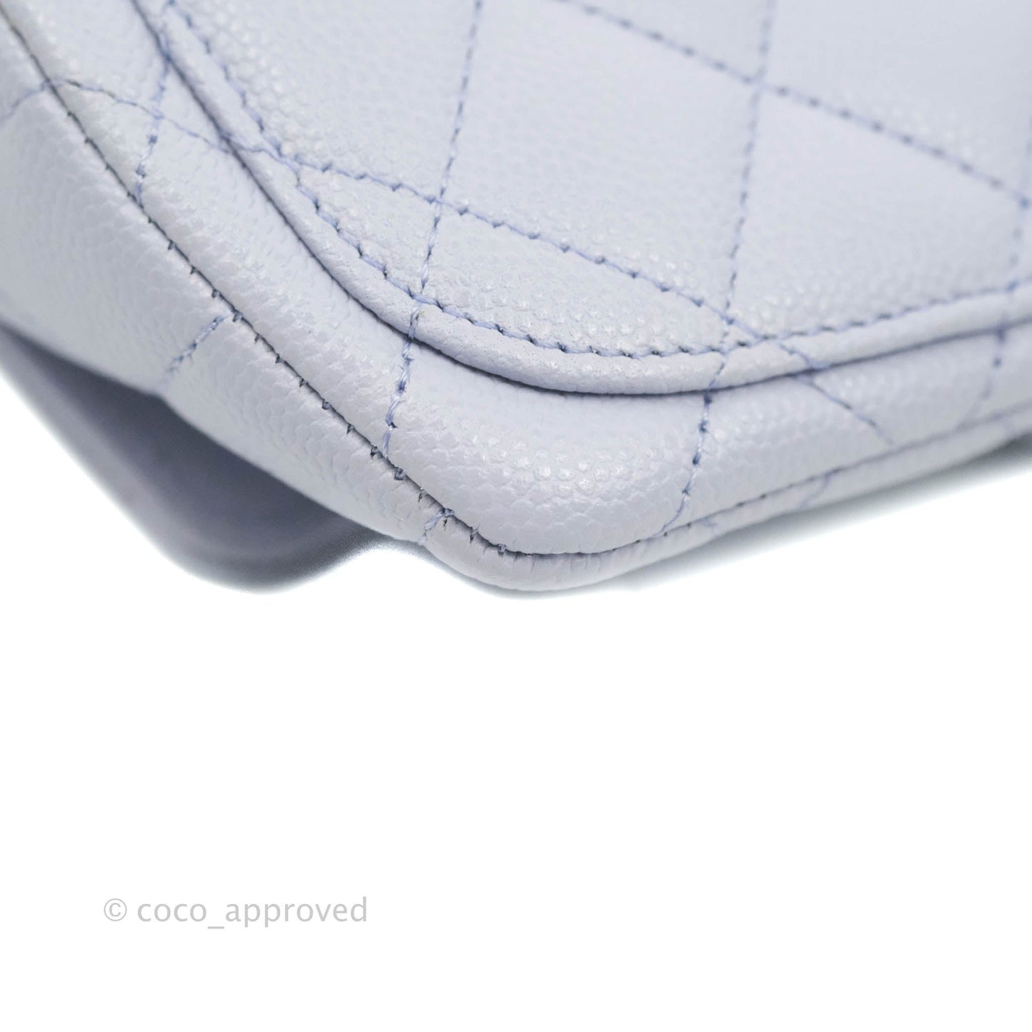 Chanel Quilted Case With Chain Lilac Caviar Silver Hardware