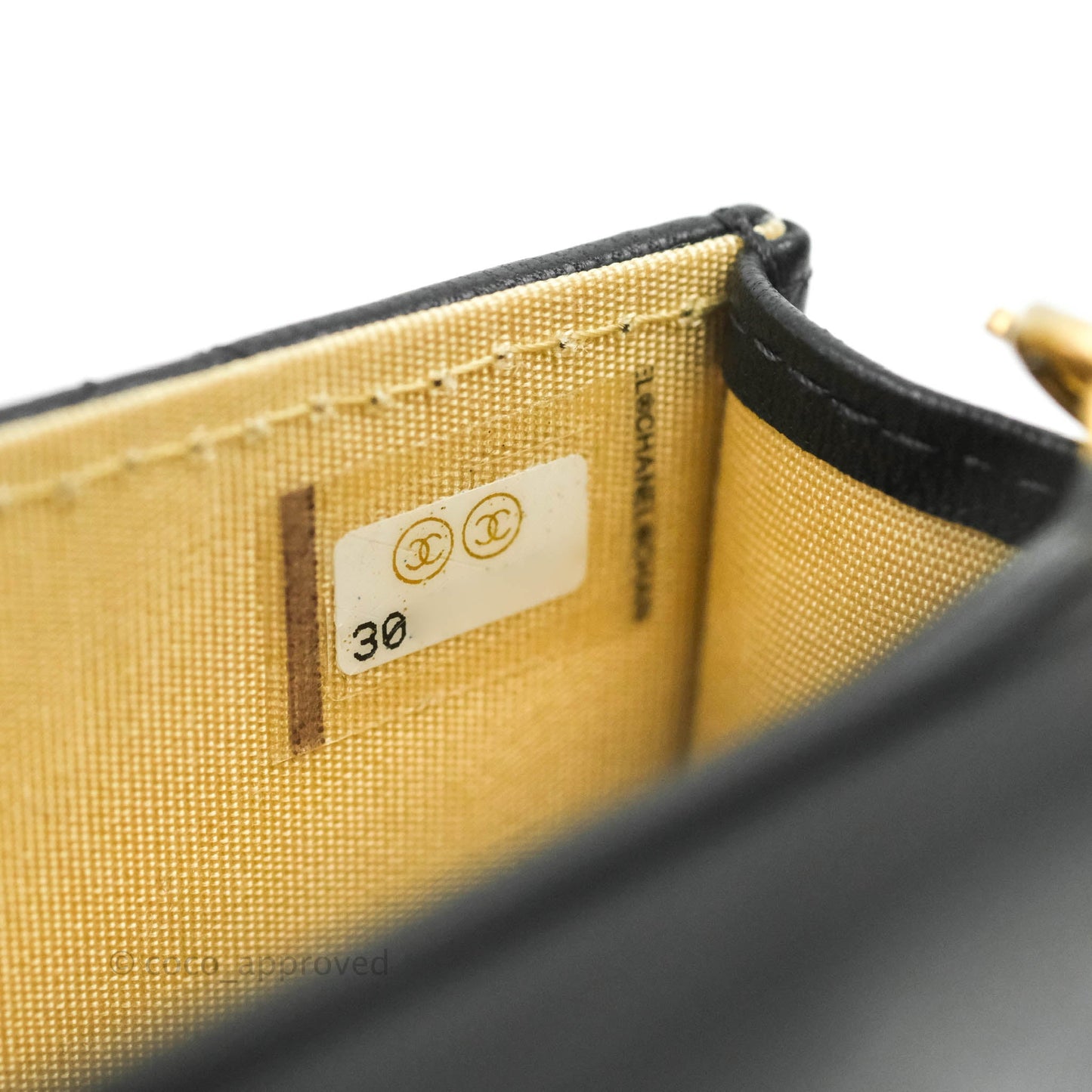 Chanel Pearl Crush Card Holder Black Lambskin Aged Gold Hardware