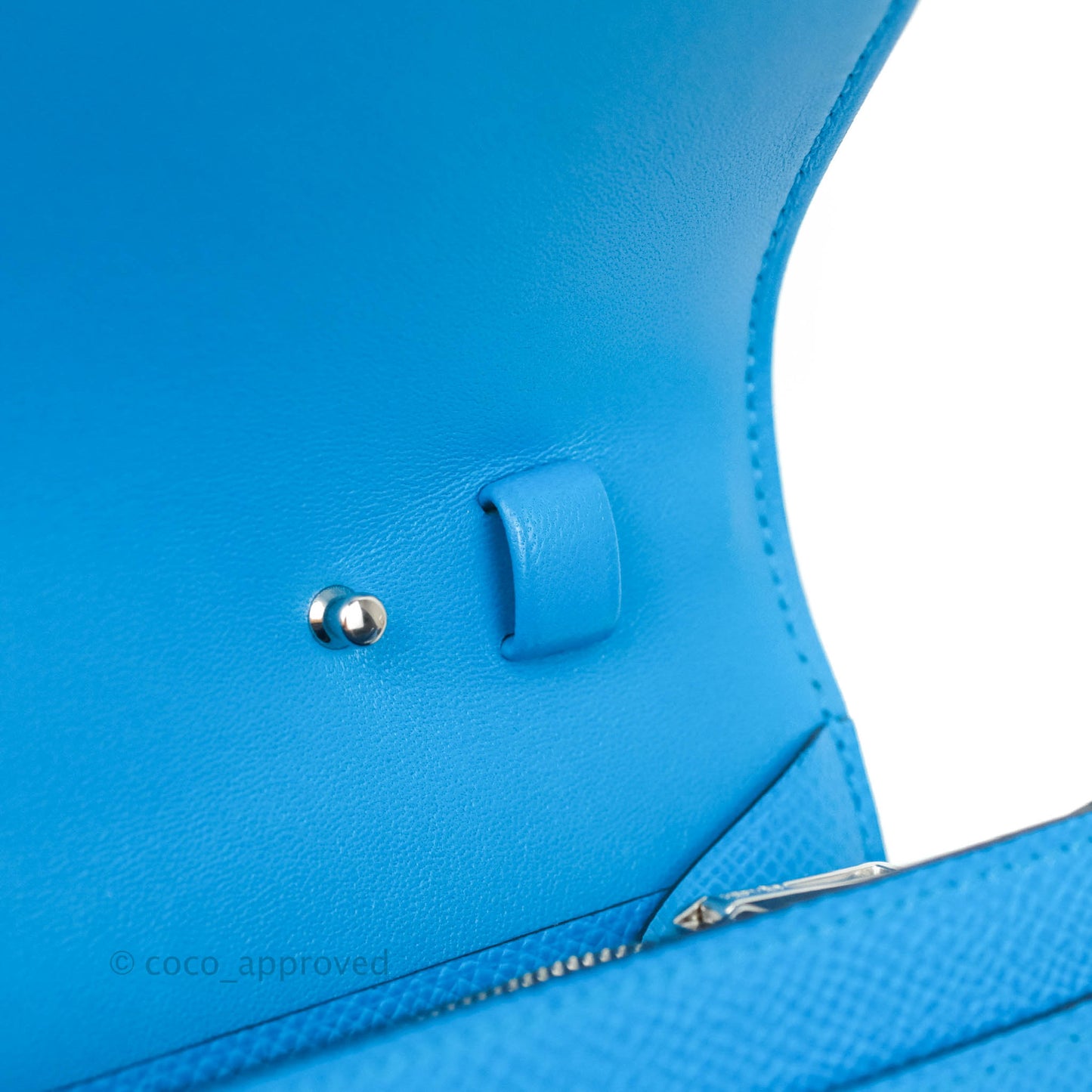 Hermès Constance Long To Go Wallet Alligator Leather Lock Blue Epsom Palladium Hardware