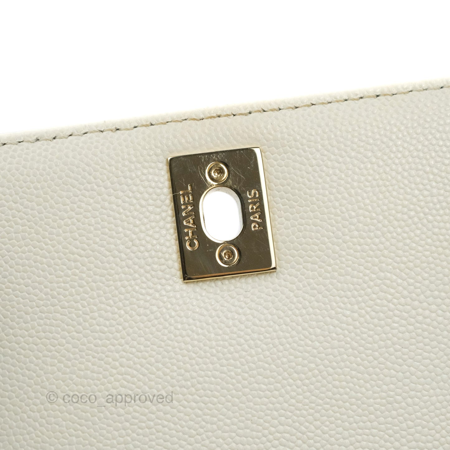 Chanel Mini Coco Handle Quilted Ivory Caviar Gold Hardware