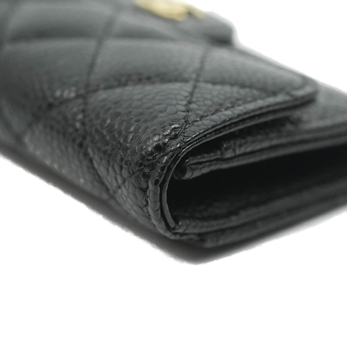 Chanel Quilted Flap Card Holder Black Caviar Gold Hardware