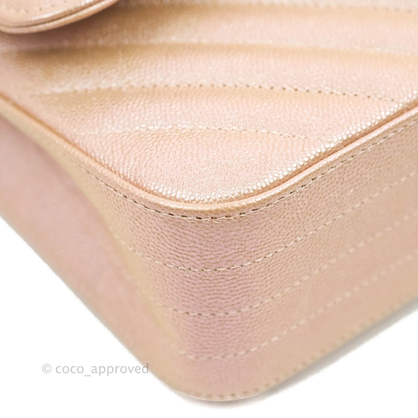 Chanel Classic M/L Medium Double Flap Iridescent Rose Gold Pink Caviar Silver Hardware 17B