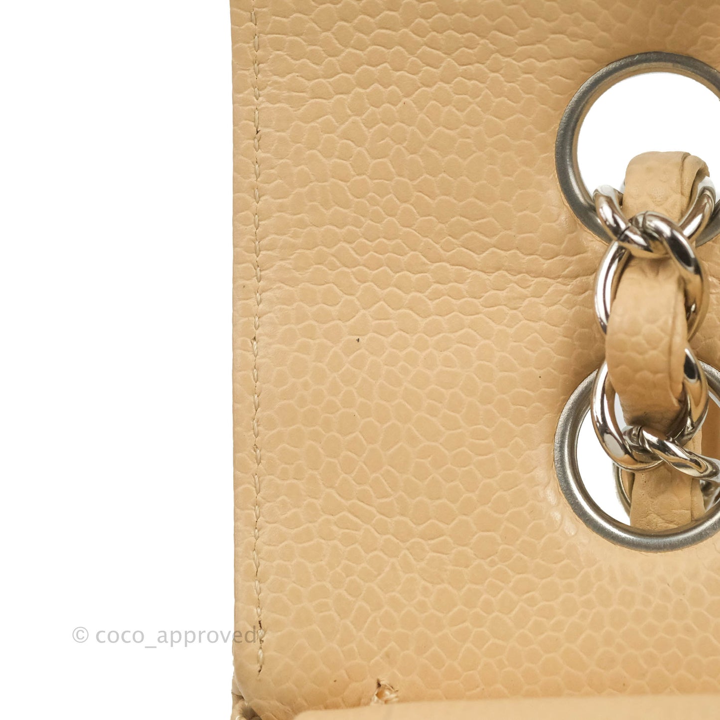 Chanel Classic M/L Medium Flap Quilted Beige Caviar Silver Hardware