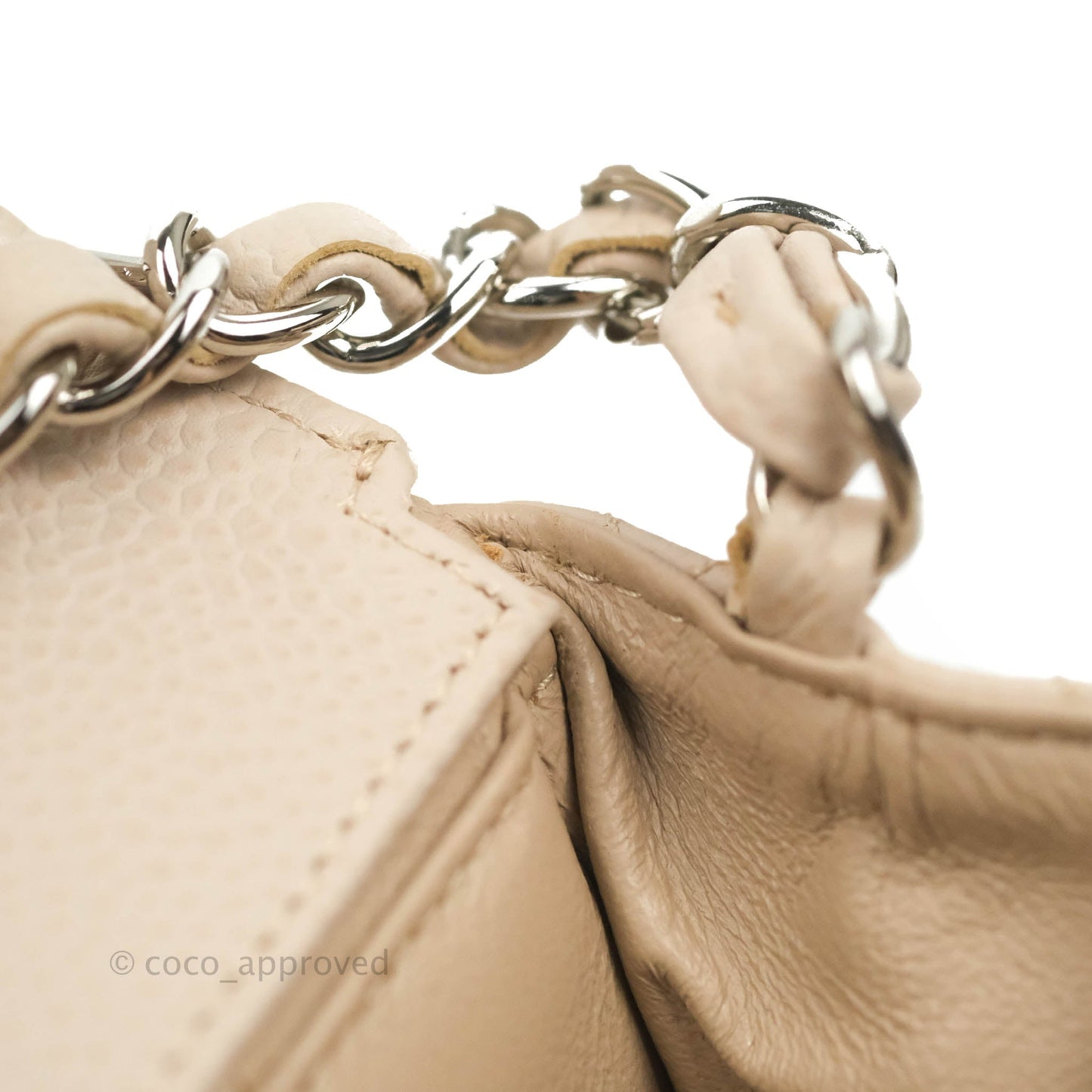 Chanel Quilted East West Flap Pale Pink Caviar Silver Hardware
