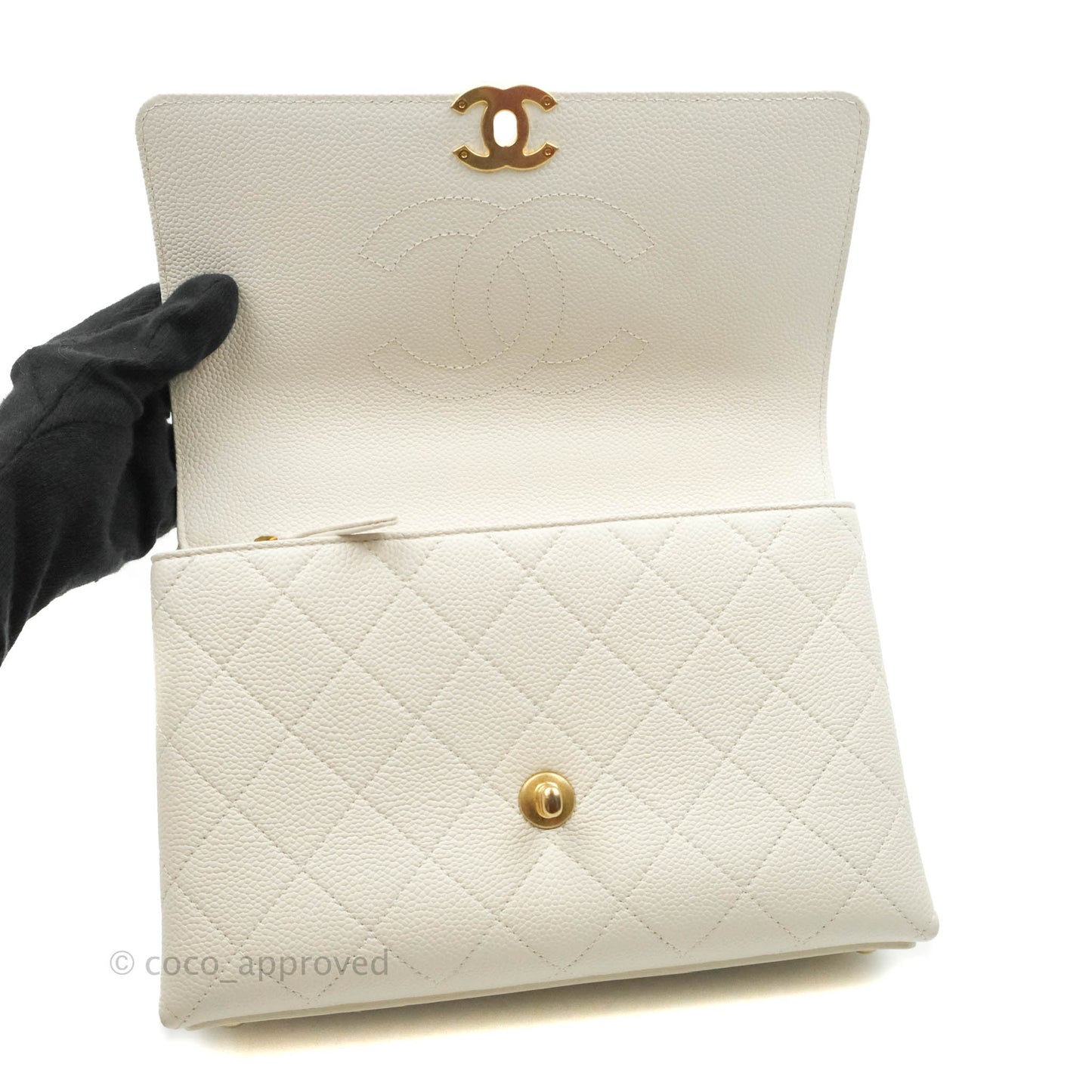 Chanel Chic Affinity Small Grained Calfskin Ivory Gold Hardware