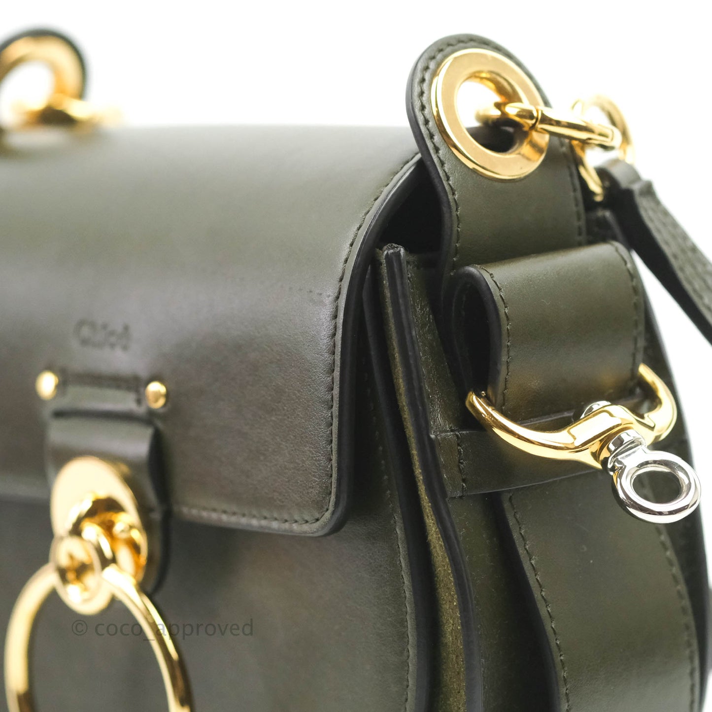 Chloé Small Tess Bag Dark Green Calfskin Suede