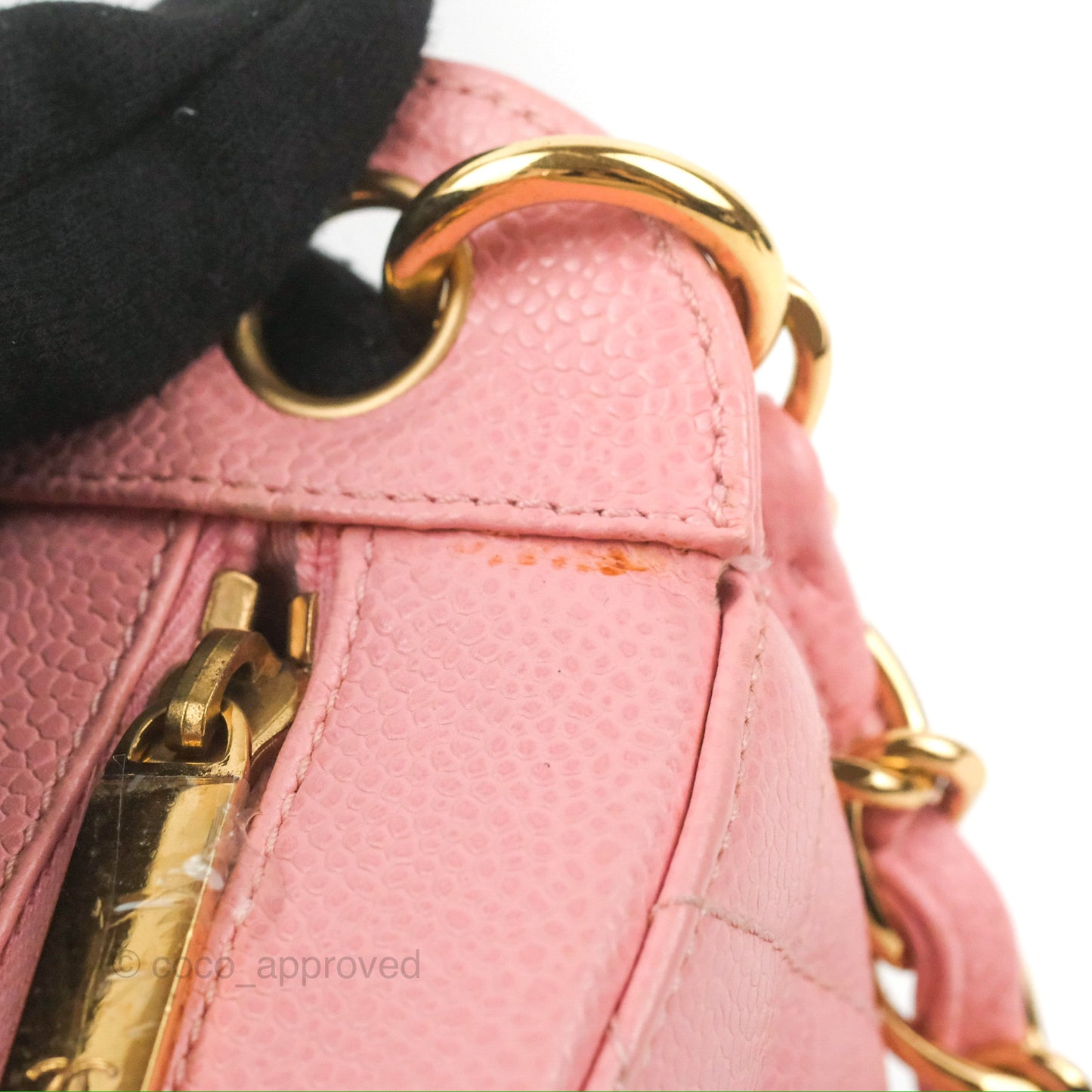 Chanel Vintage CC Quilted Shoulder Bag Pink Caviar Gold Hardware