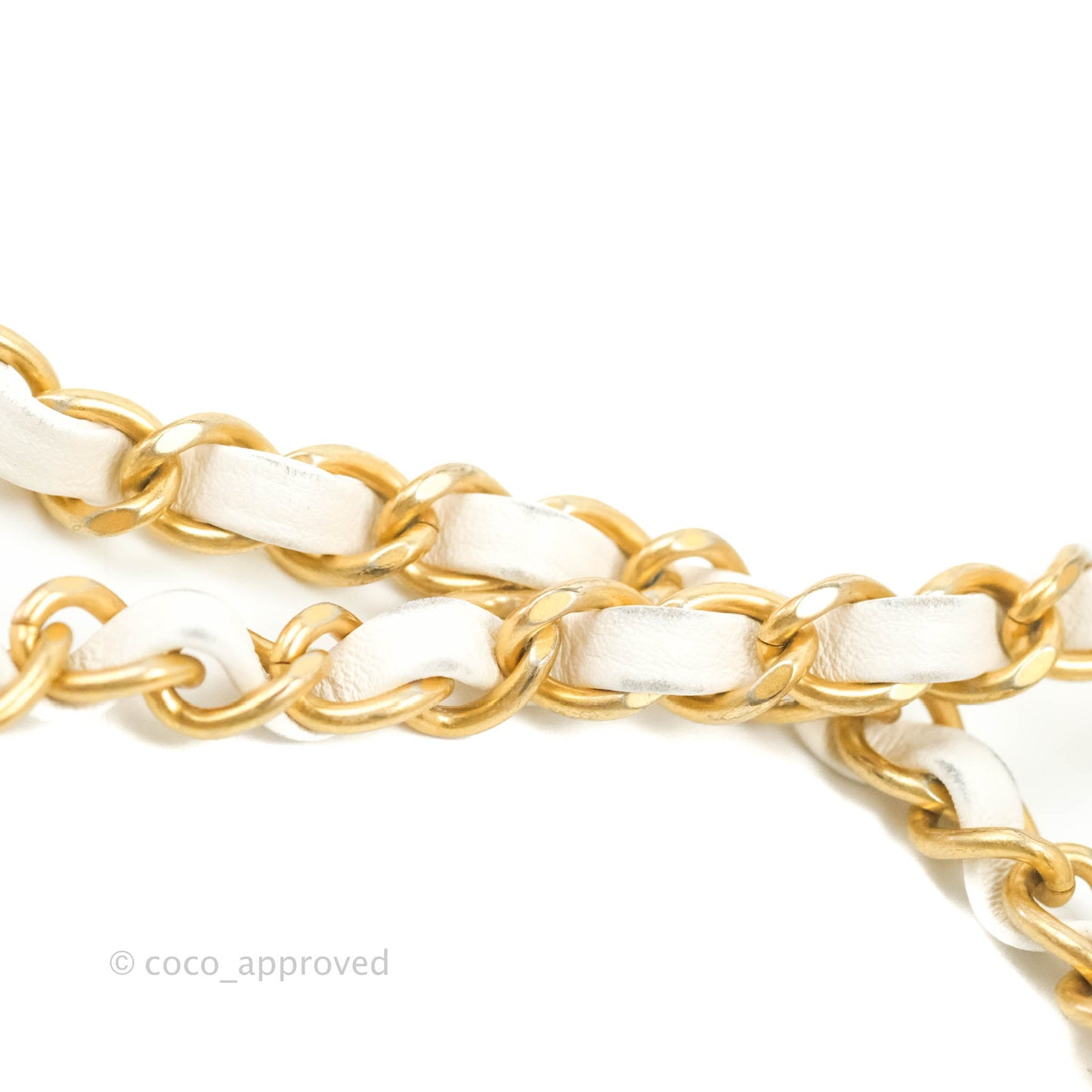 Chanel Small Logo Enchained Flap Bag White Calfskin Aged Gold Hardware 20S