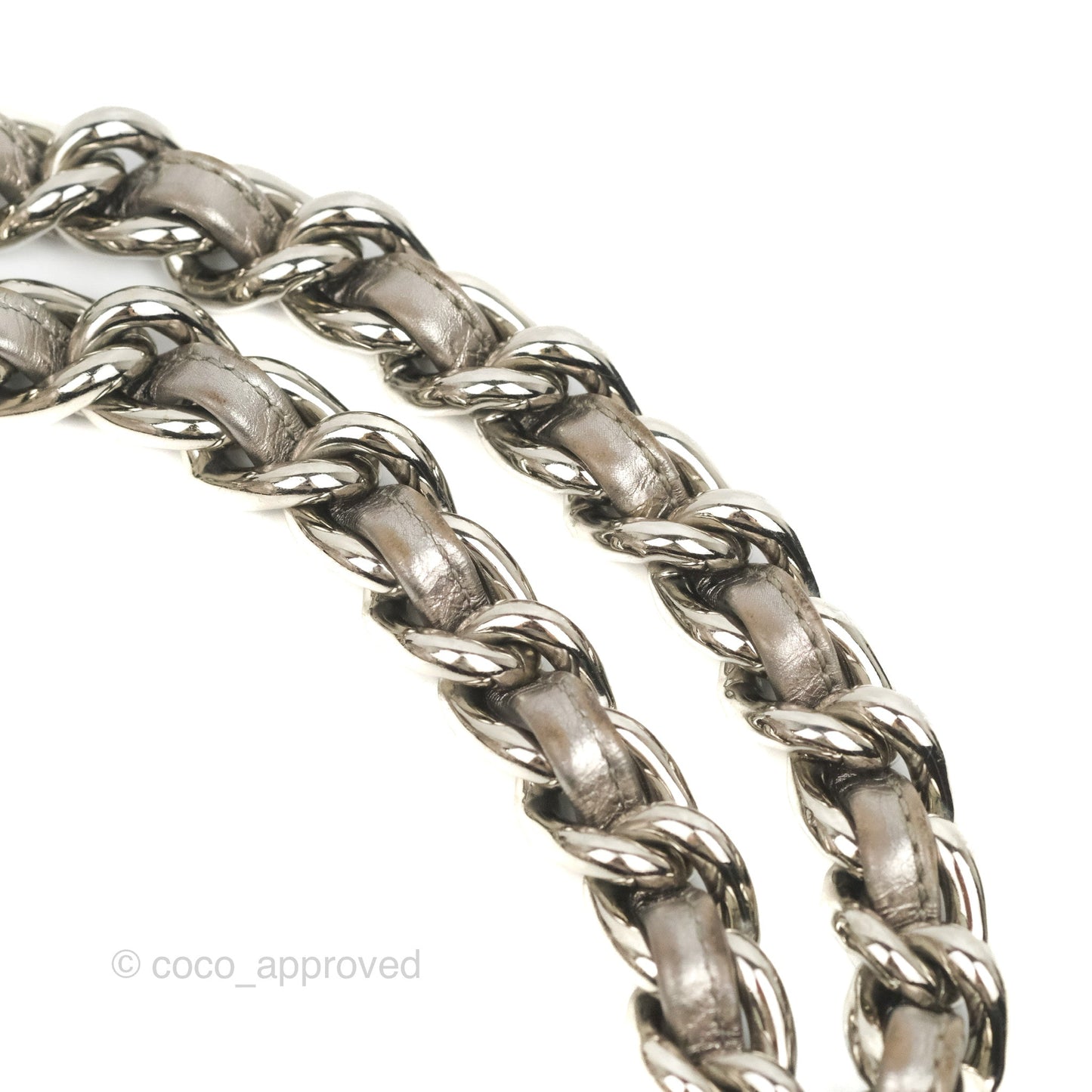 Chanel Metallic Cracked Calfskin Modern Chain Tote Silver