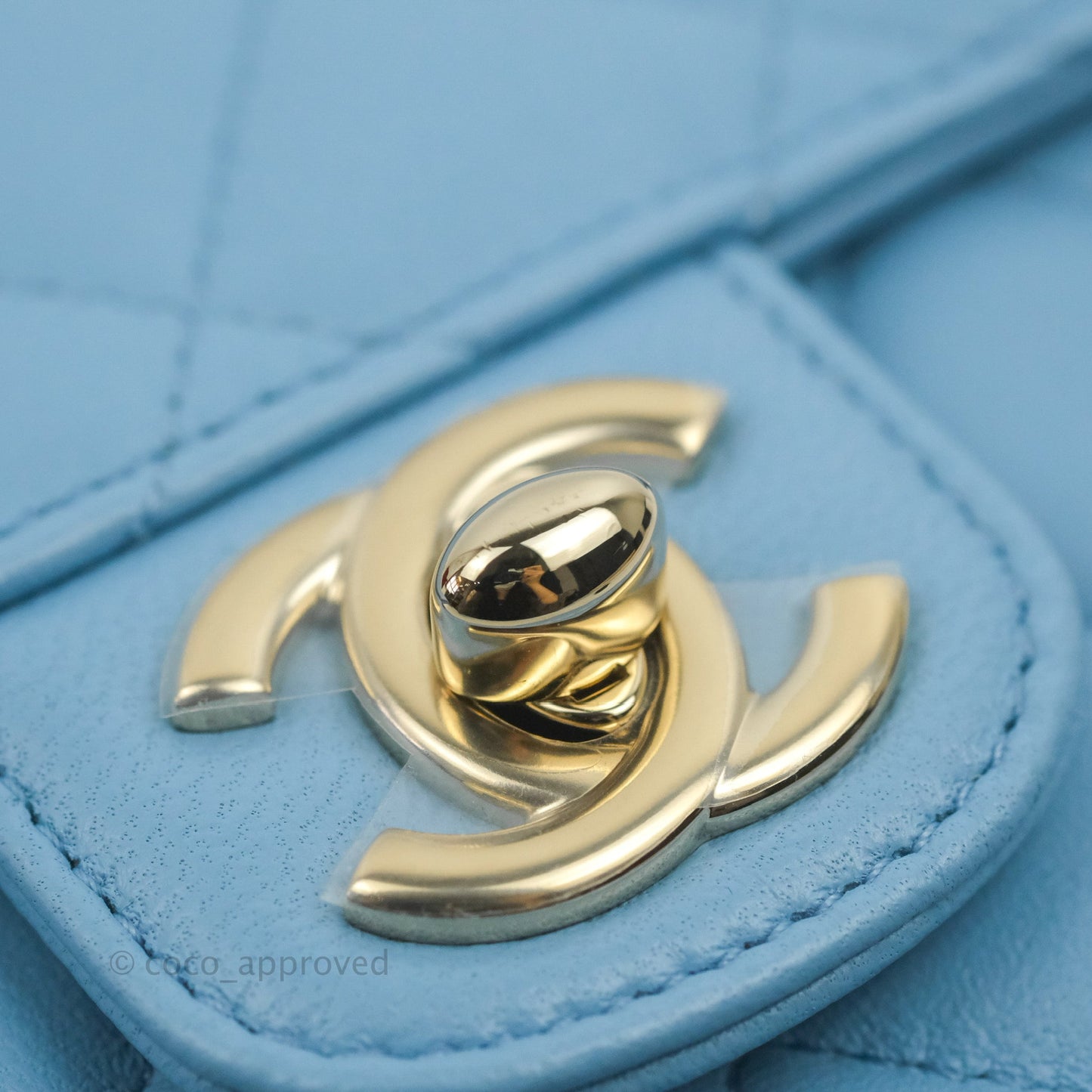 Chanel Small Heart Bag Blue Lambskin Gold Hardware 22S
