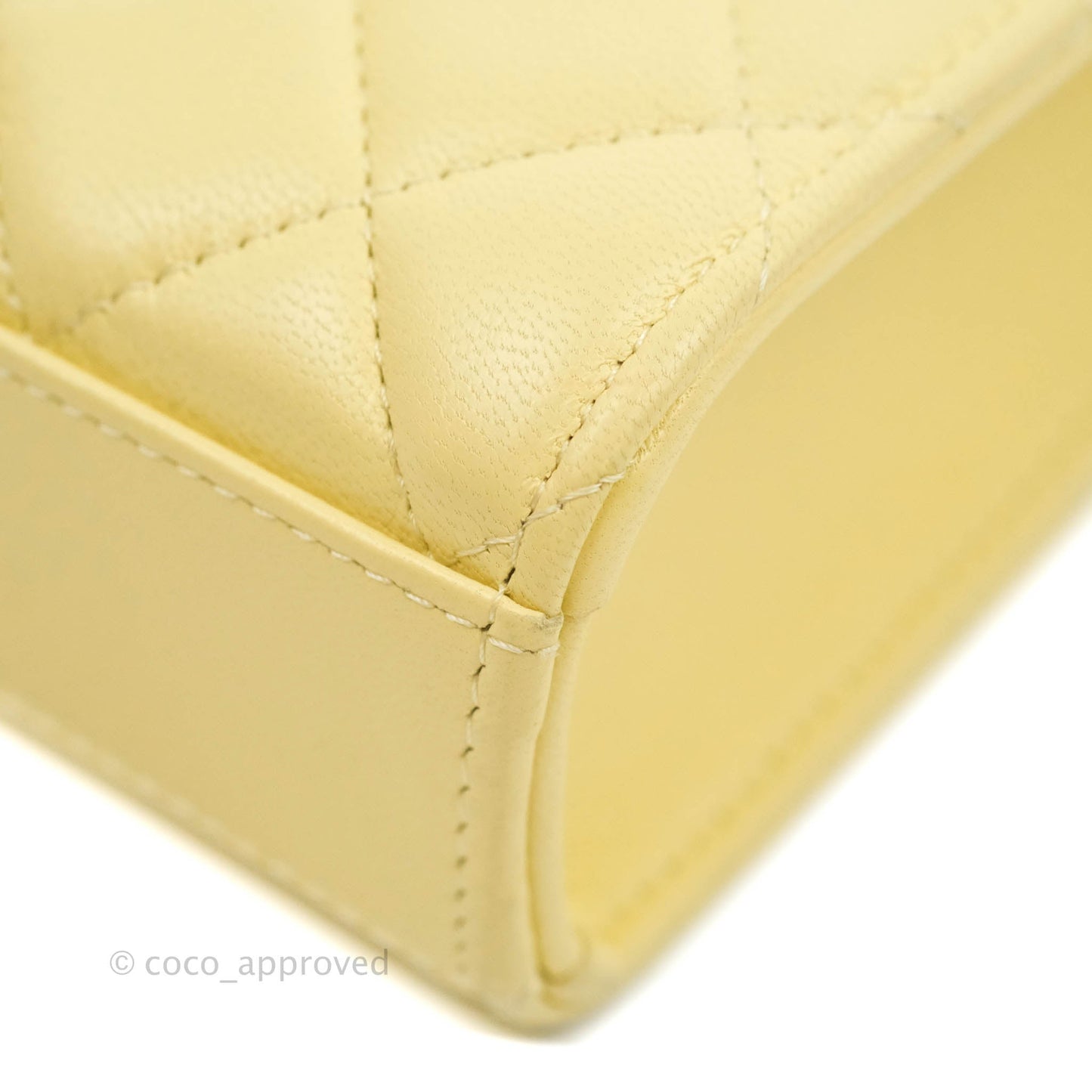 Chanel Quilted Pearl Crush Phone Holder With Chain Yellow Lambskin