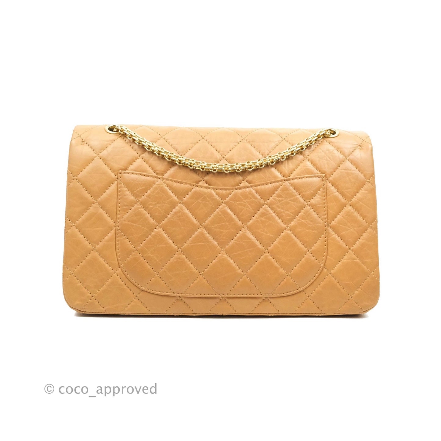 Chanel Quilted Reissue 227 Flap Beige Calfskin Aged Gold Hardware