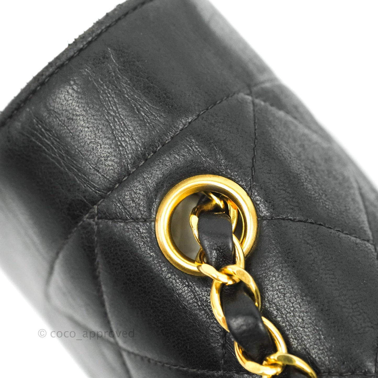 Chanel Vintage Small Classic Diana Flap Bag Black Lambskin 24K Gold Hardware