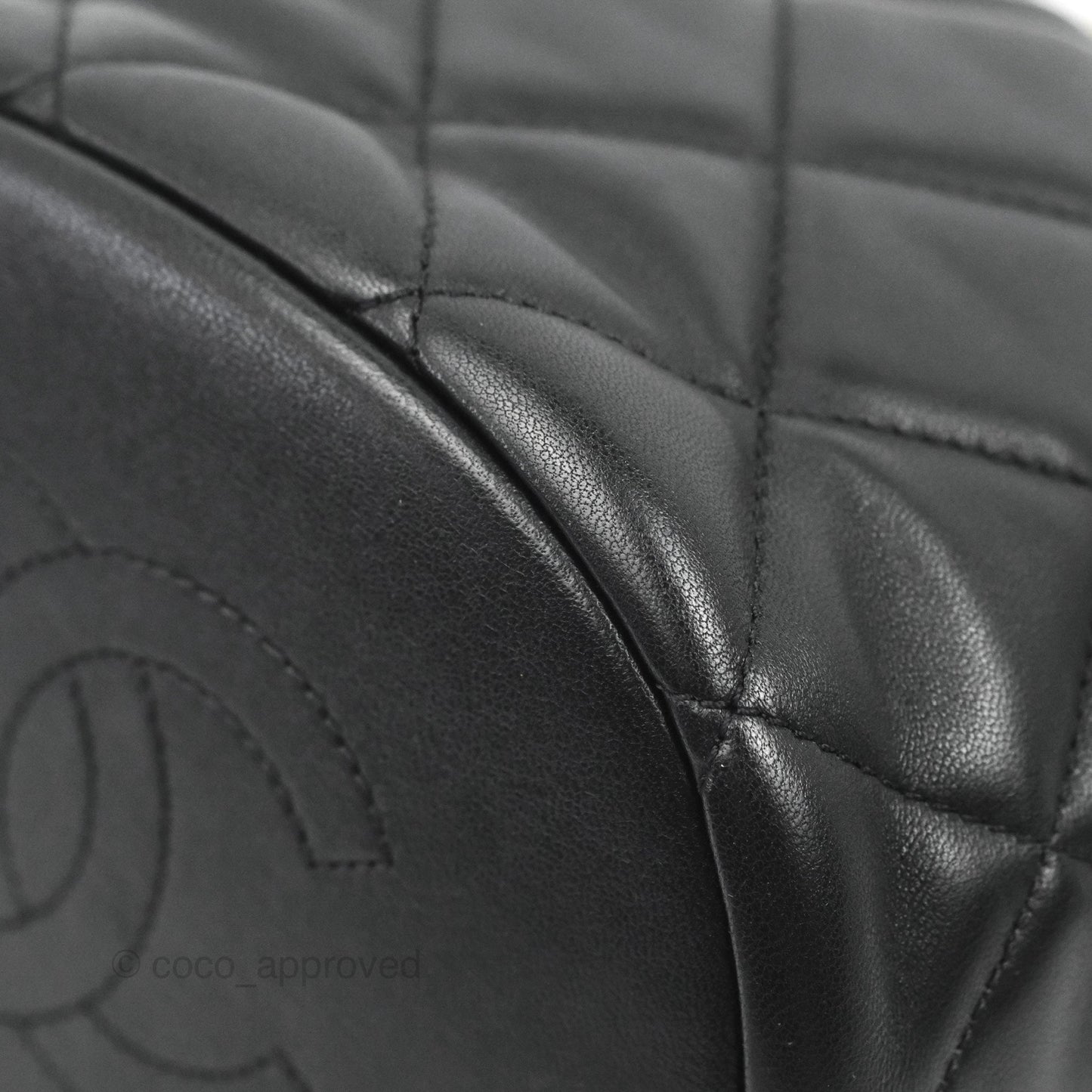 Chanel Quilted My Perfect CC Bucket Drawstring Bag Black Lambskin