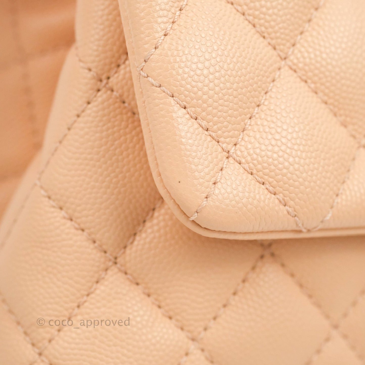 Chanel Small Coco Handle Quilted Peach Clair Caviar Gold Hardware