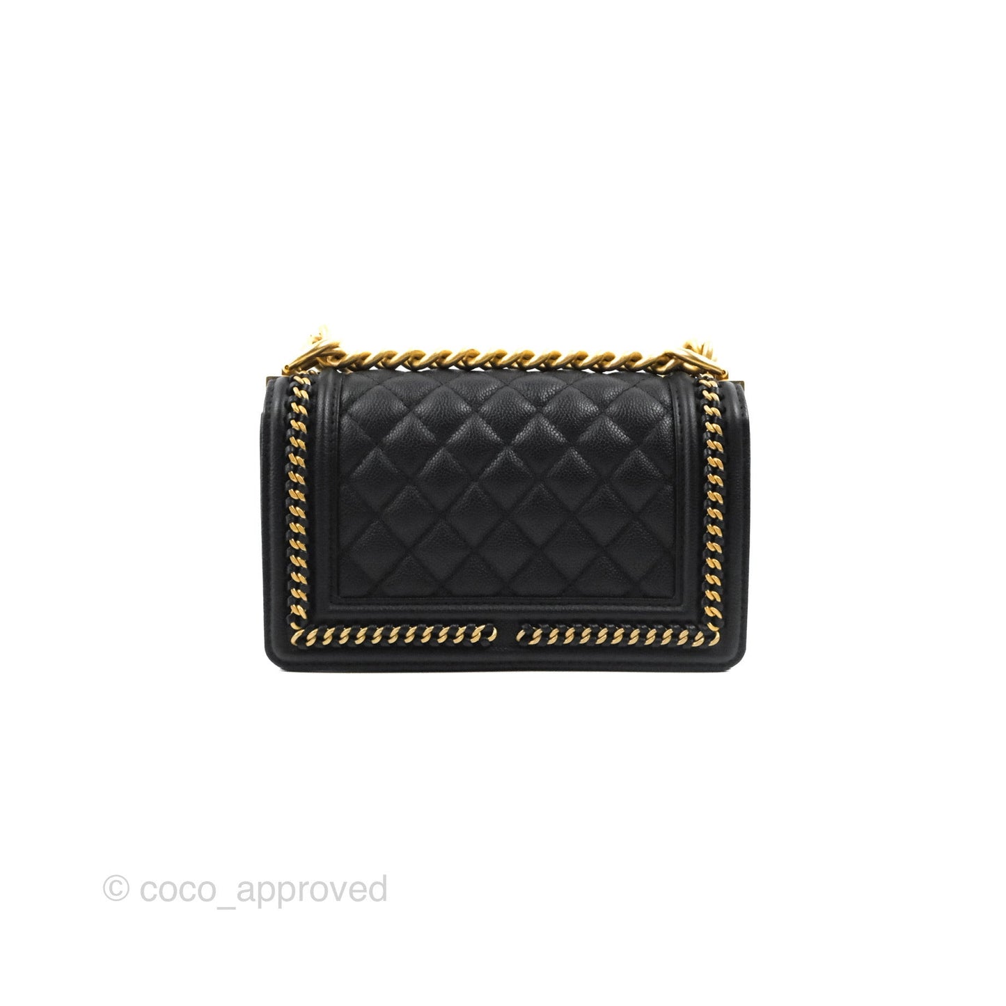 Chanel Small Boy Chain Around Black Caviar Gold Hardware