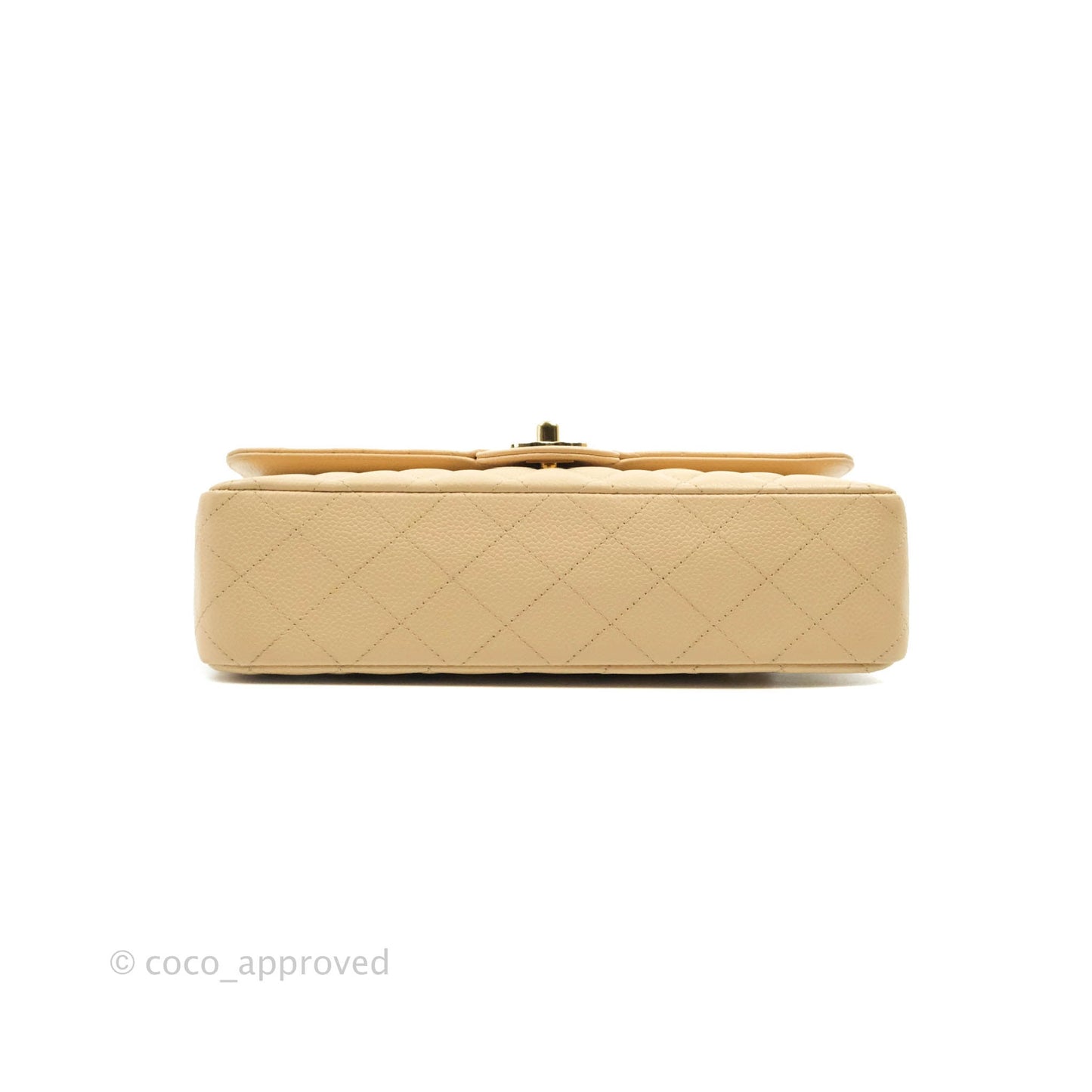 Chanel Classic M/L Medium Flap Quilted Beige Caviar Gold Hardware