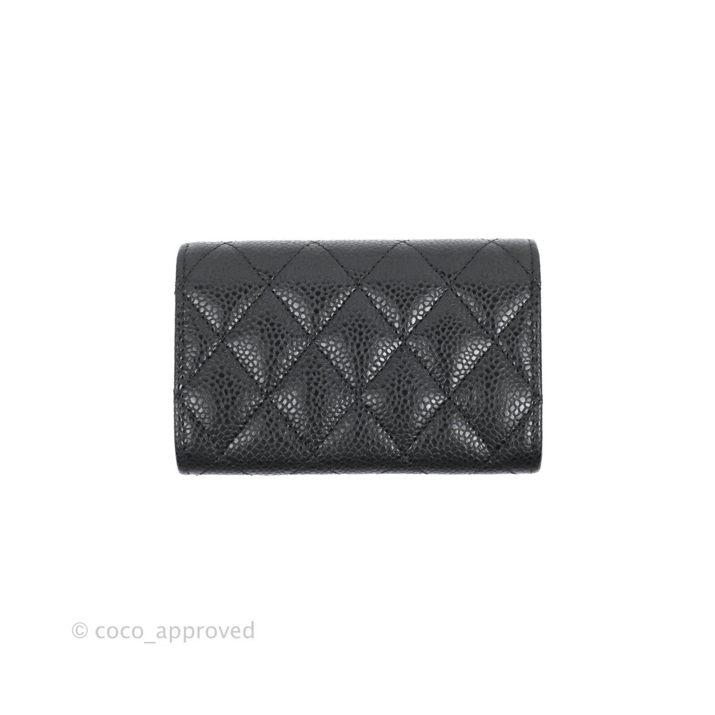 Chanel Quilted Flap Card Holder Black Caviar Silver Hardware