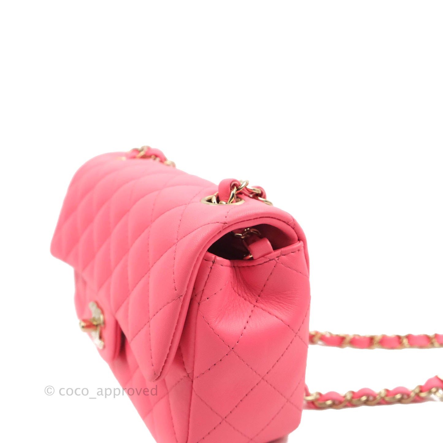 Chanel Quilted Mini Rectangular Flap Pink Lambskin Gold Hardware