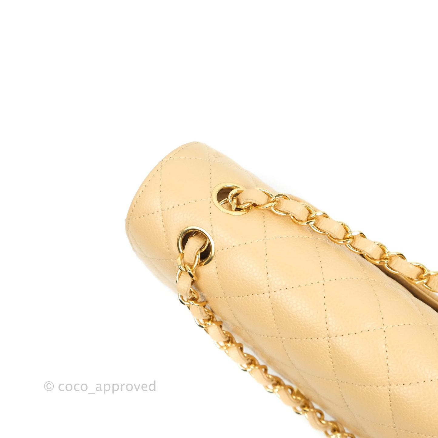 Chanel Quilted Classic M/L Medium Flap Beige Caviar Gold Hardware