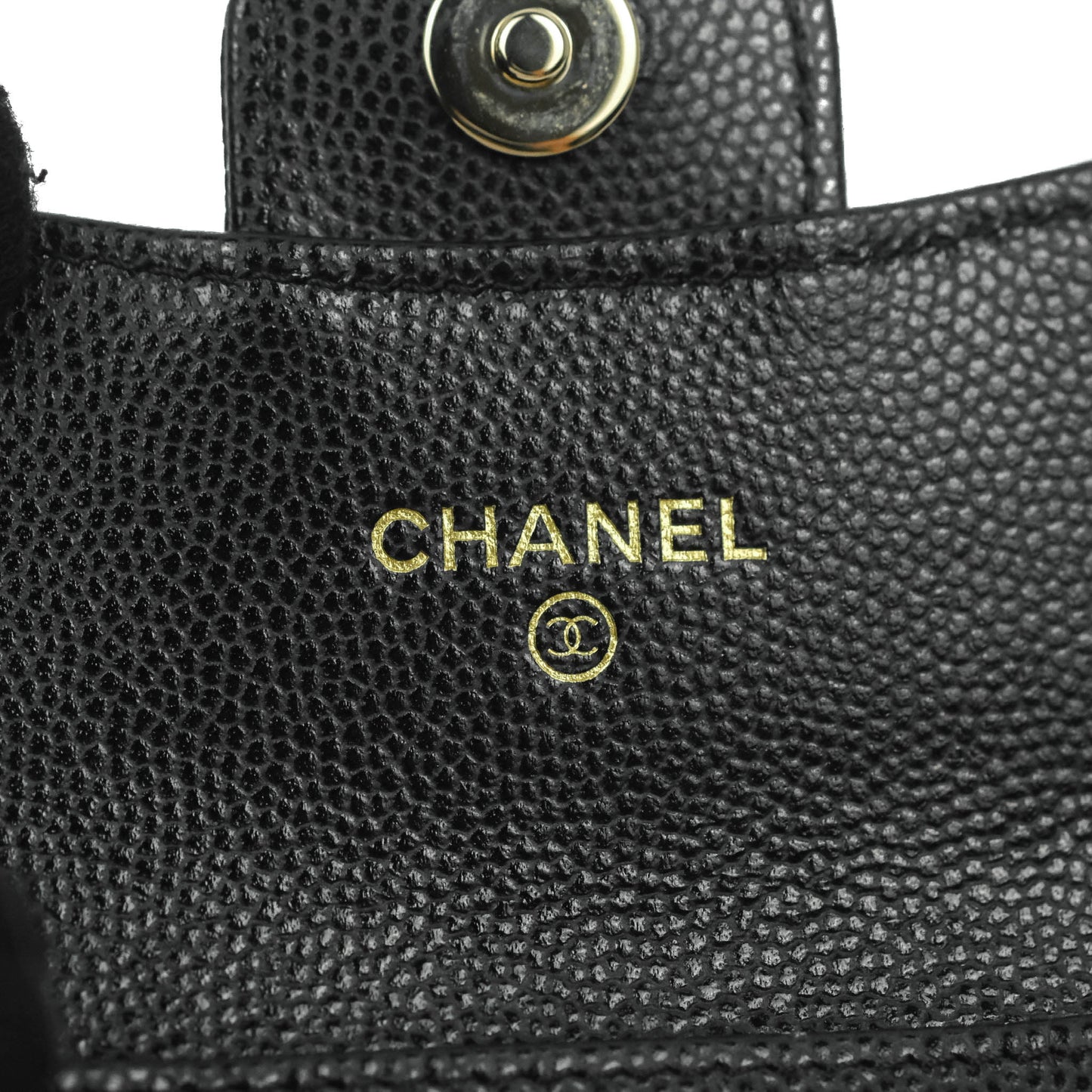 Chanel Mini Wallet With Chain Black Caviar Gold Hardware