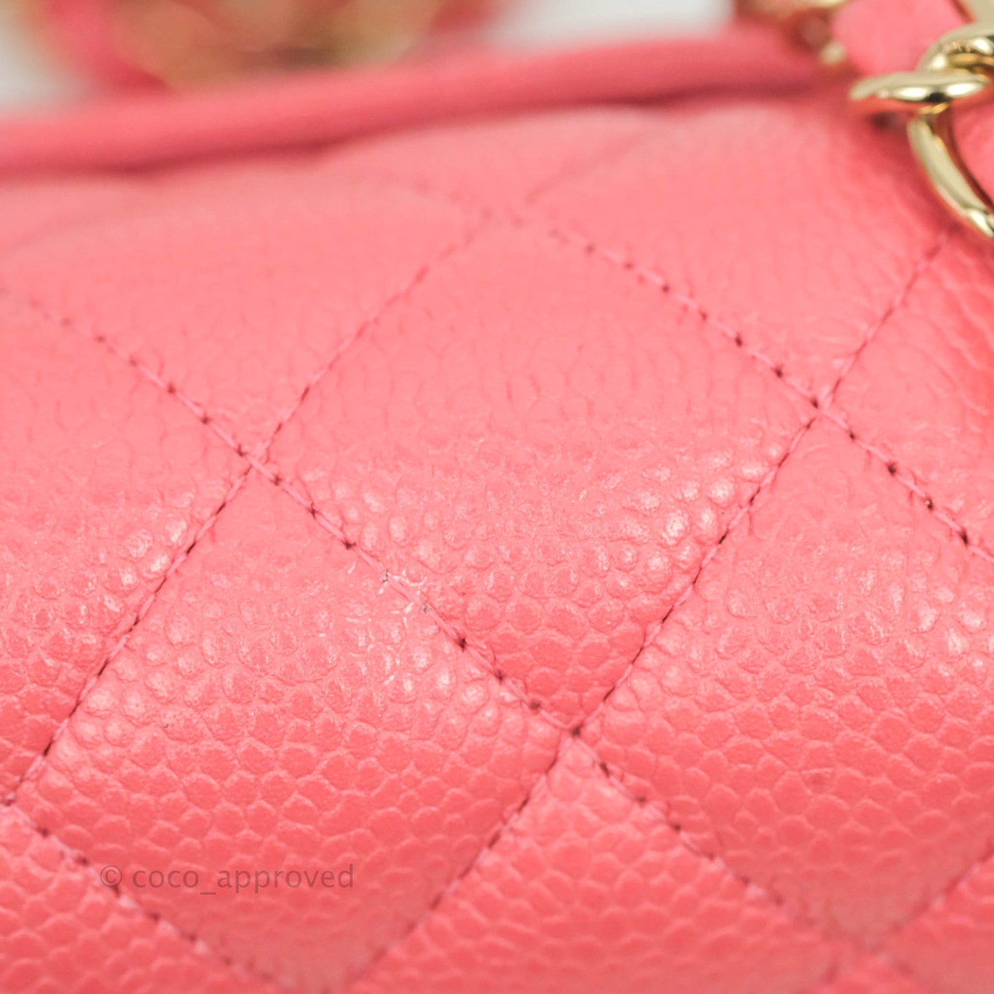 Chanel Quilted Mini Rectangular Flap Pearly Pink Caviar Gold Hardware 18S
