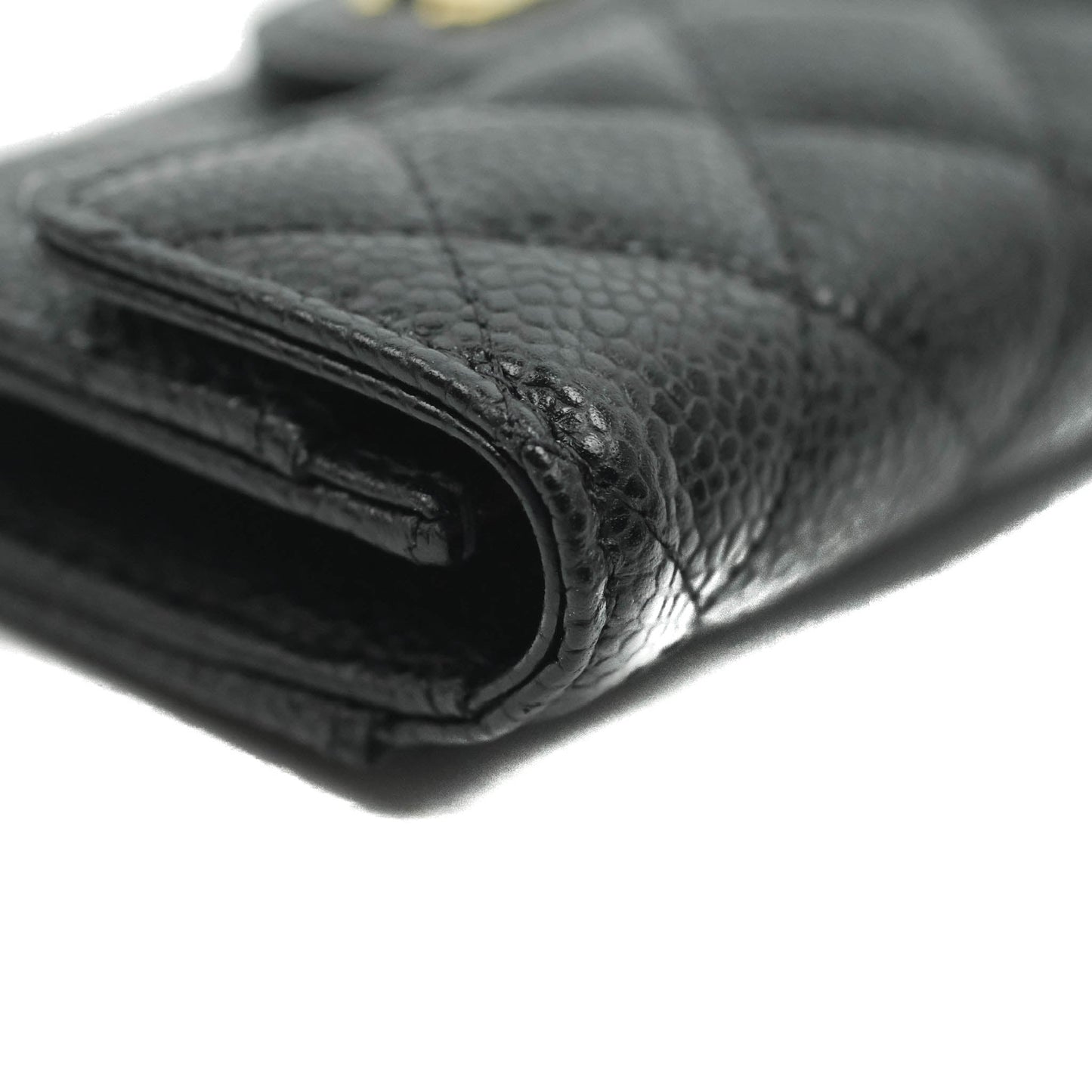 Chanel Quilted Flap Card Holder Black Caviar Gold Hardware