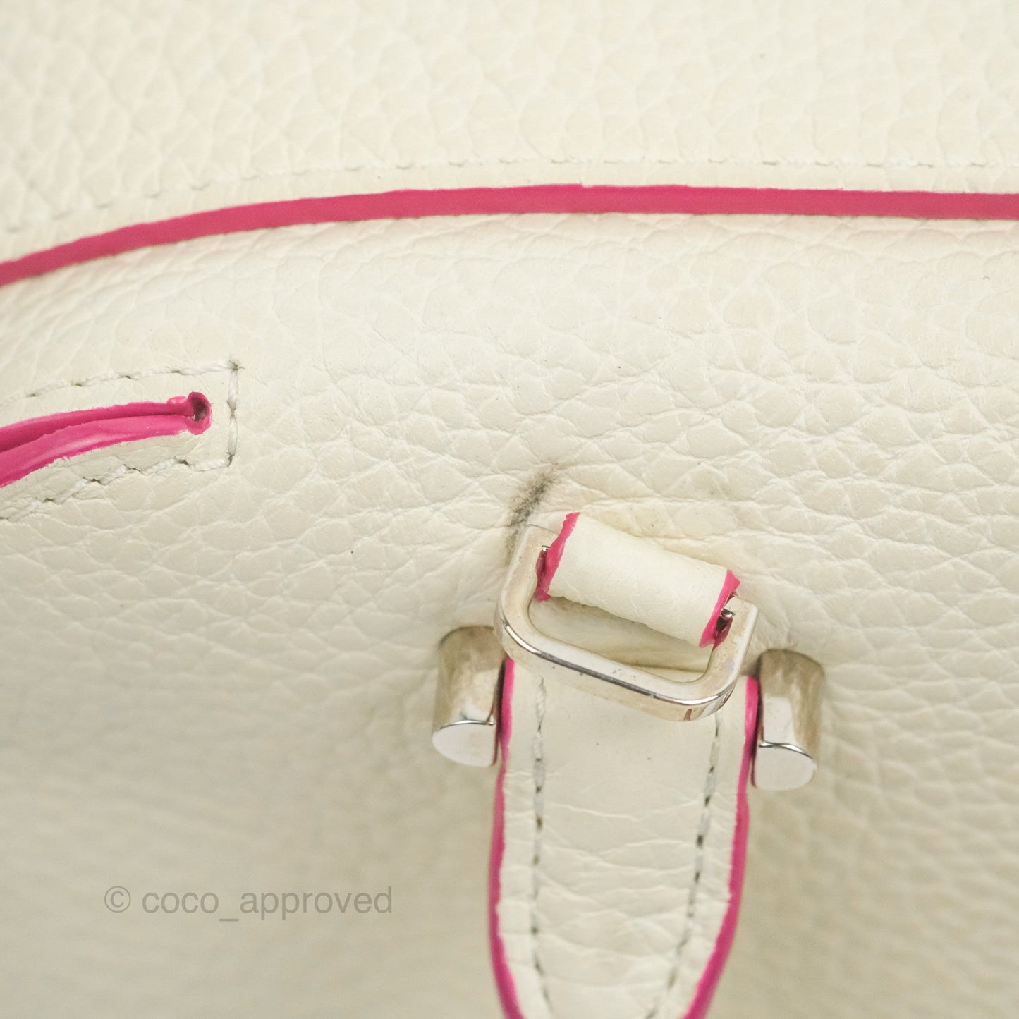 Delvaux Cool Box Mini Taurillon Soft Grained Calfskin White/Fuchsia