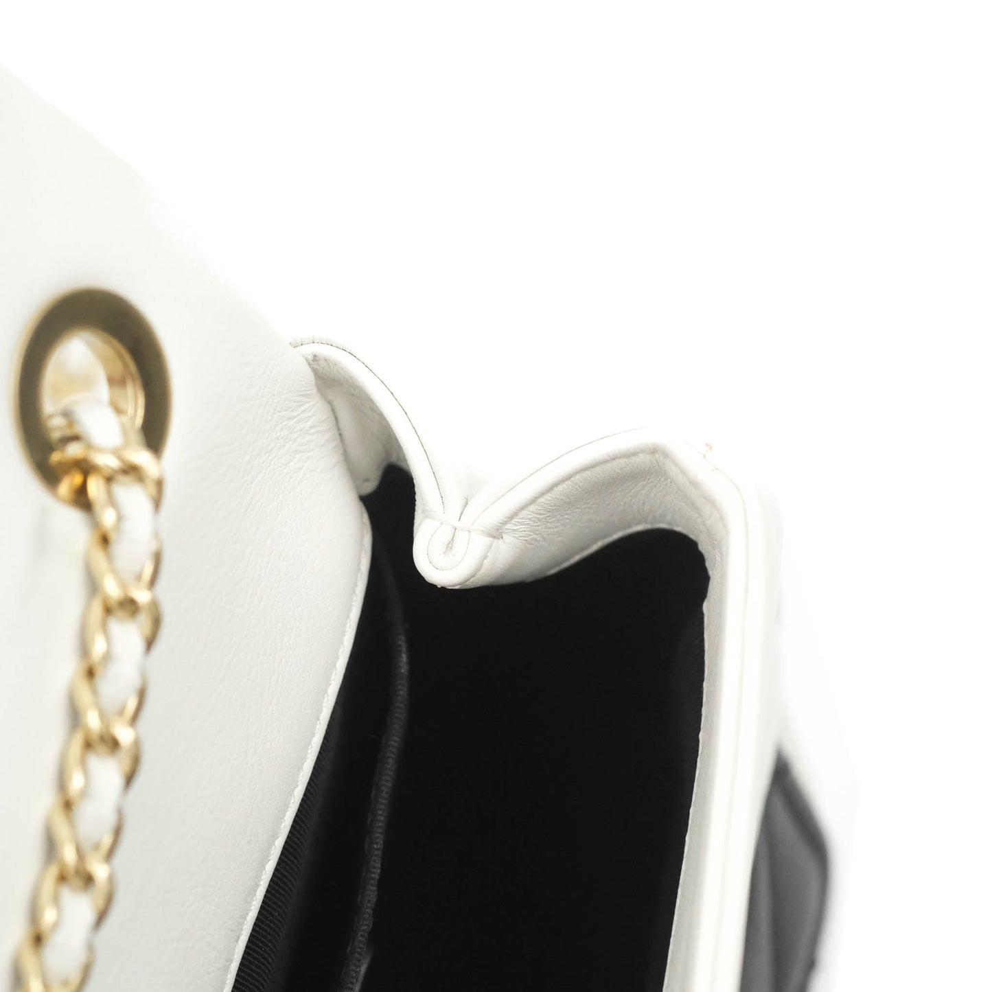 Chanel Quilted Graphic Mini Flap Bag Black White Gold Hardware