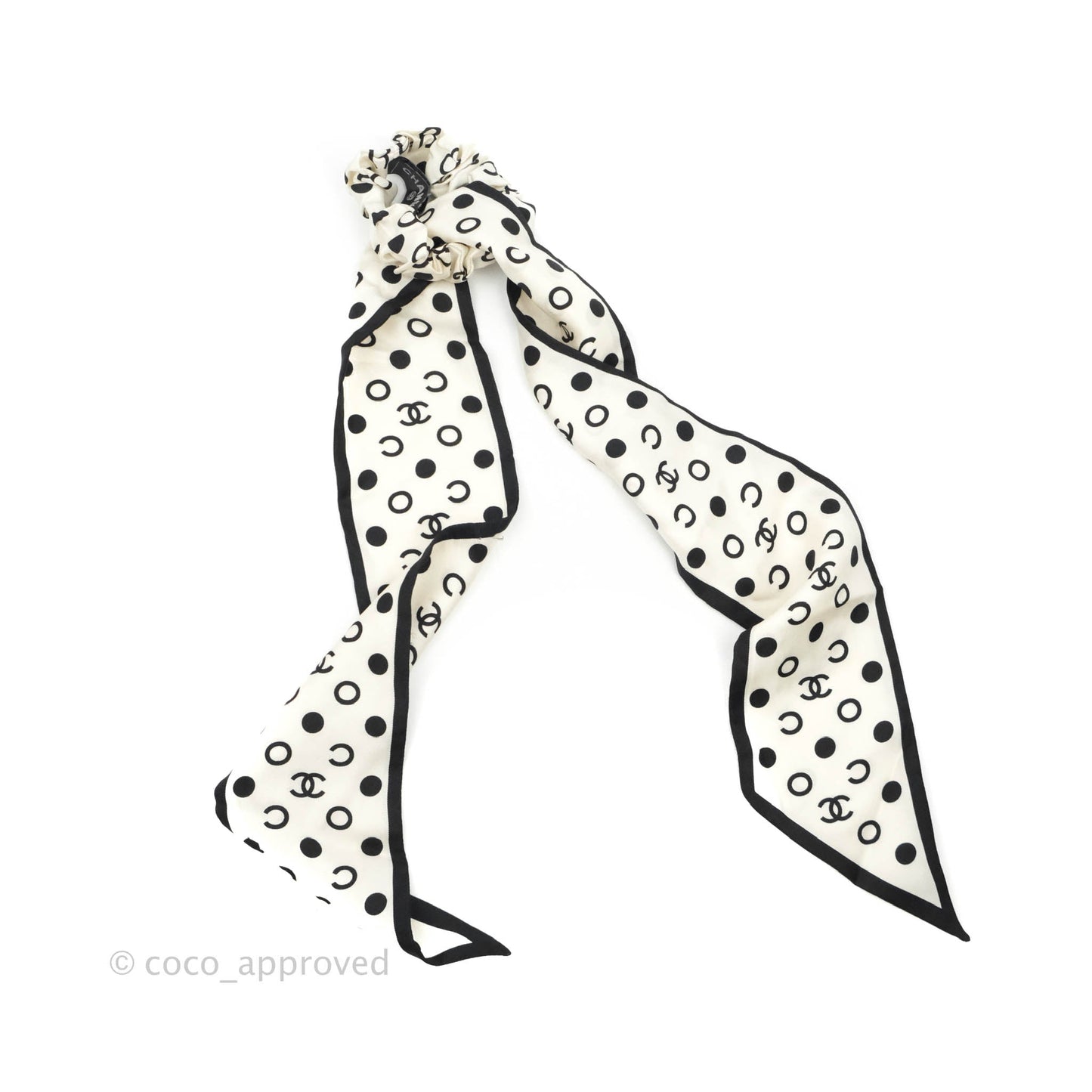 Chanel Coco Bow Silk Hair Accessory Ivory & Black