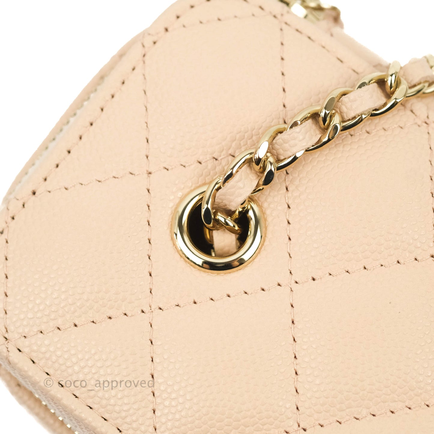 Chanel Vanity with Classic Chain Light Beige Caviar Gold Hardware 22C