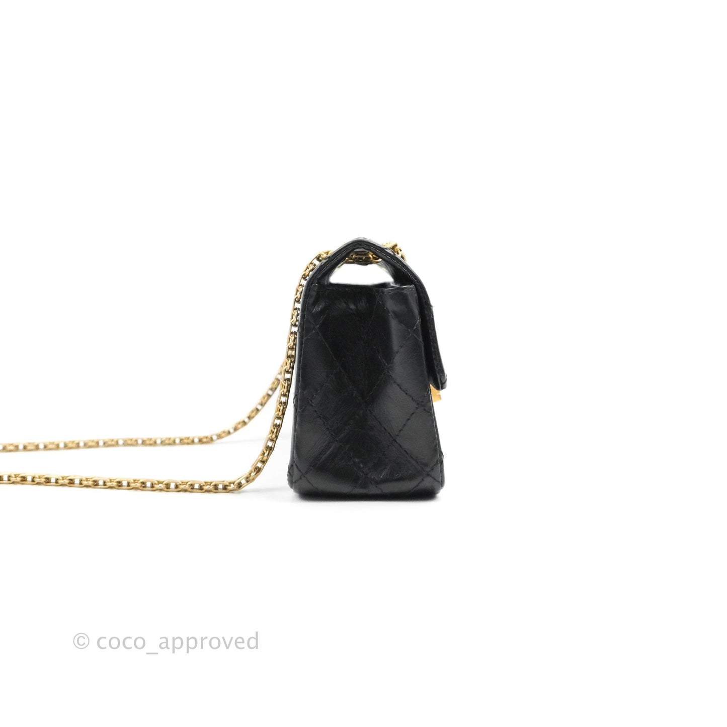 Chanel Mini Reissue 224 Black Aged Calfskin Aged Gold Hardware