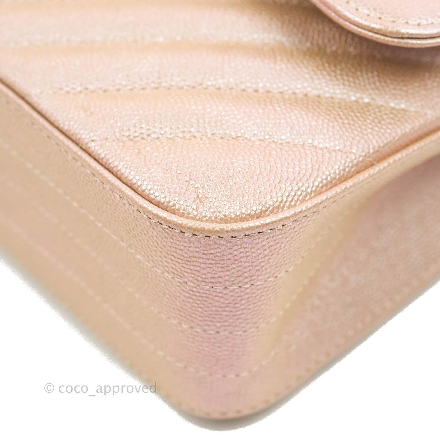 Chanel Classic M/L Medium Double Flap Iridescent Rose Gold Pink Caviar Silver Hardware 17B