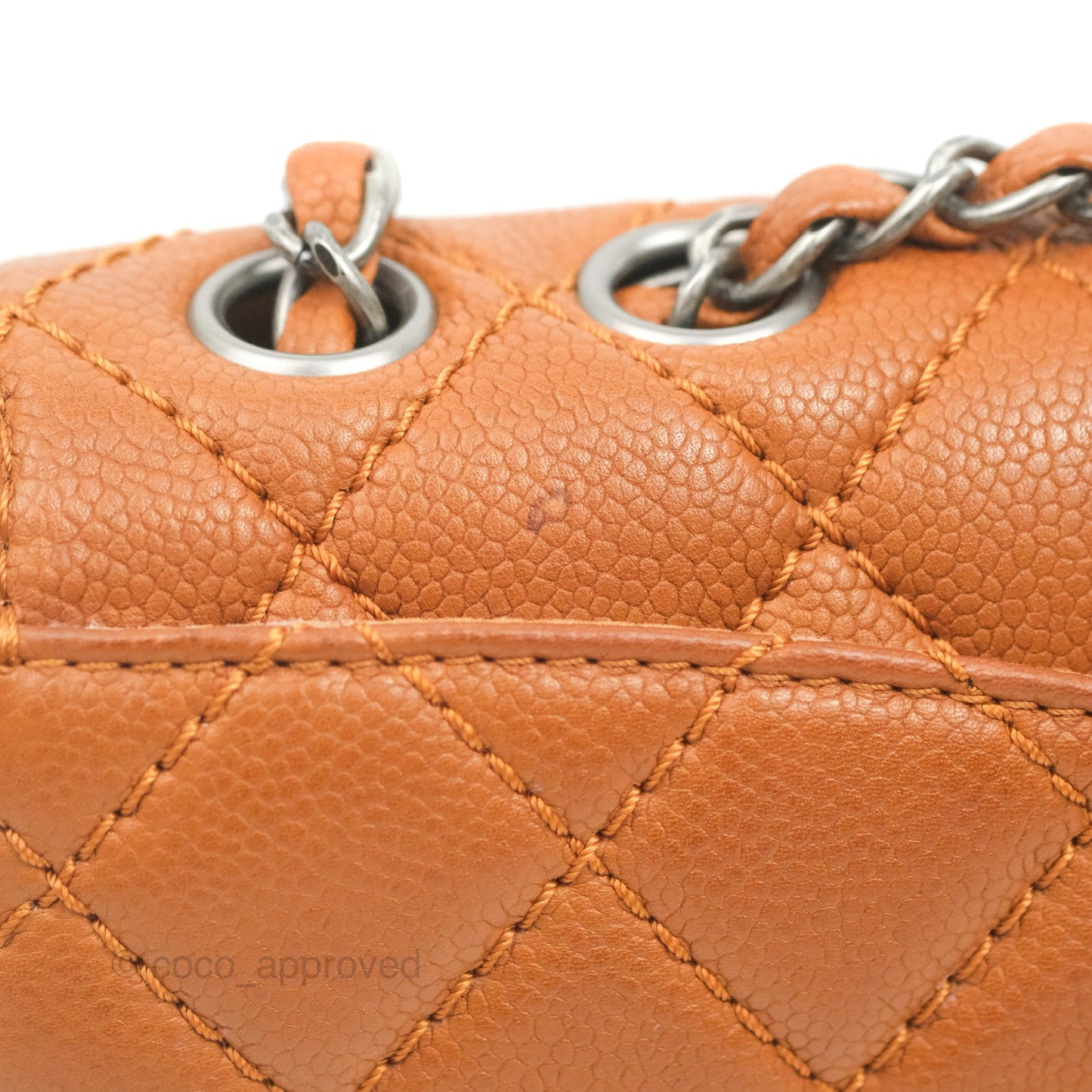 Chanel Flap Bag Quilted Caramel Brown Caviar Ruthenium Hardware