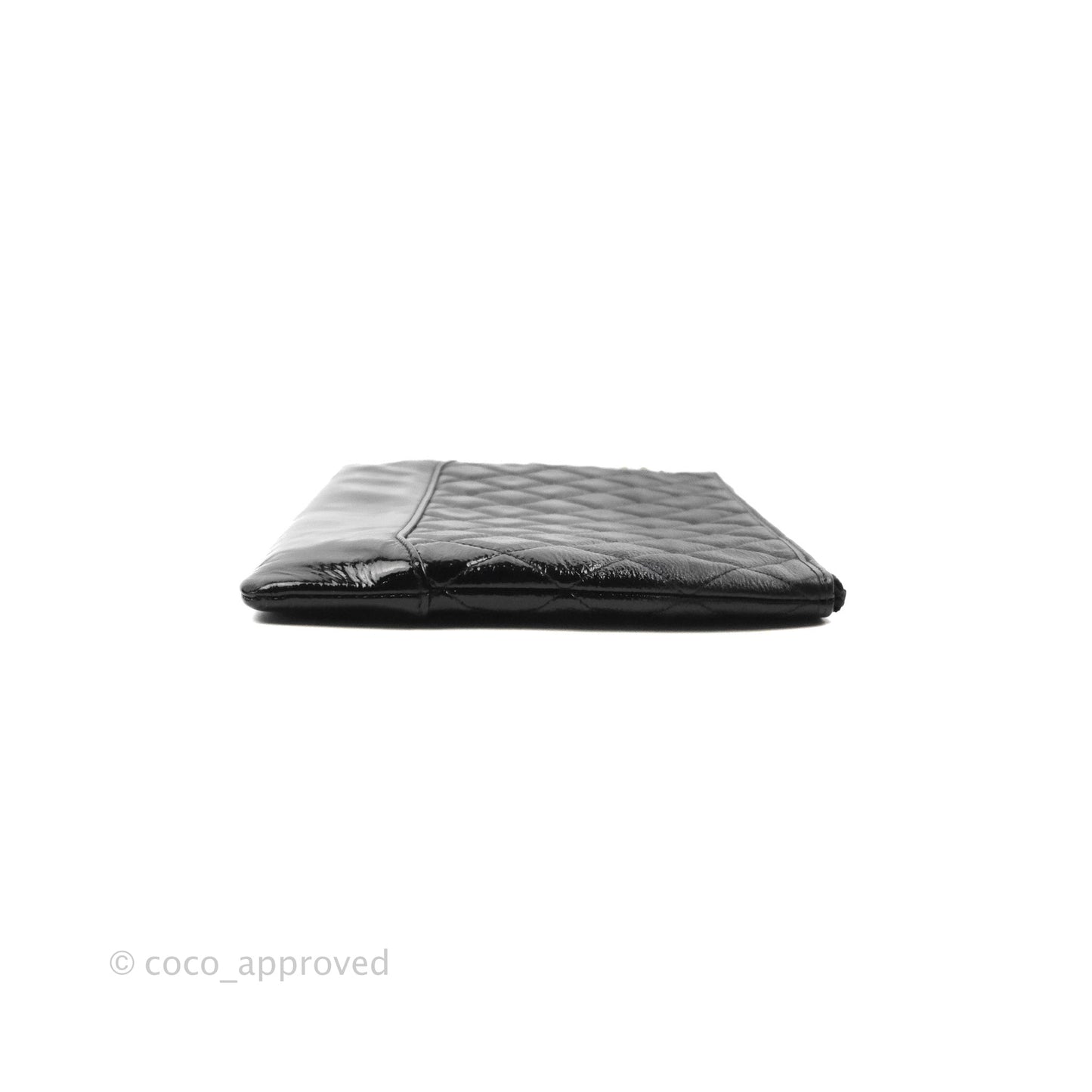 Chanel Gabrielle O Case Quilted Black Patent Goatskin