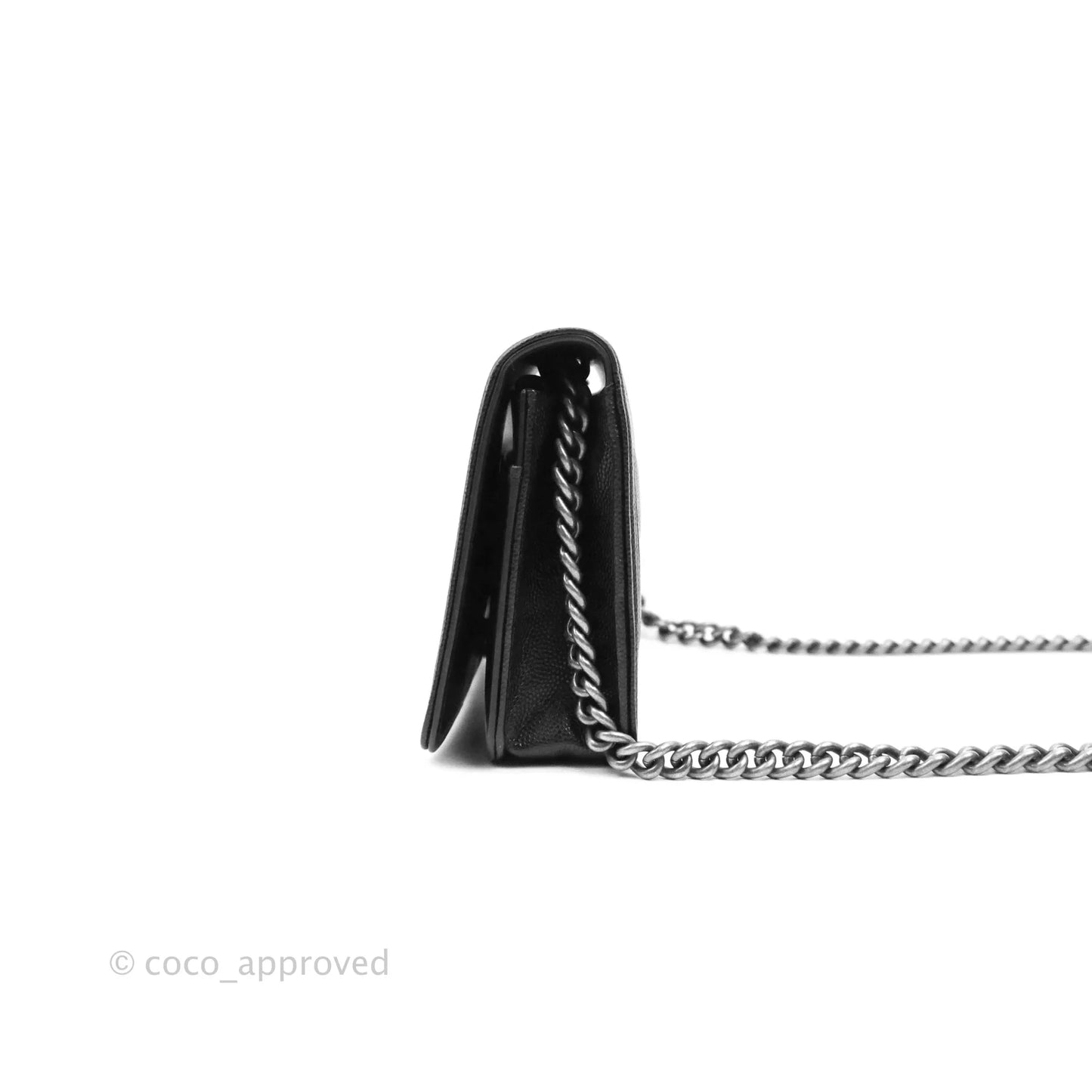 Chanel Quilted Boy Wallet on Chain WOC Black Caviar Ruthenium Hardware